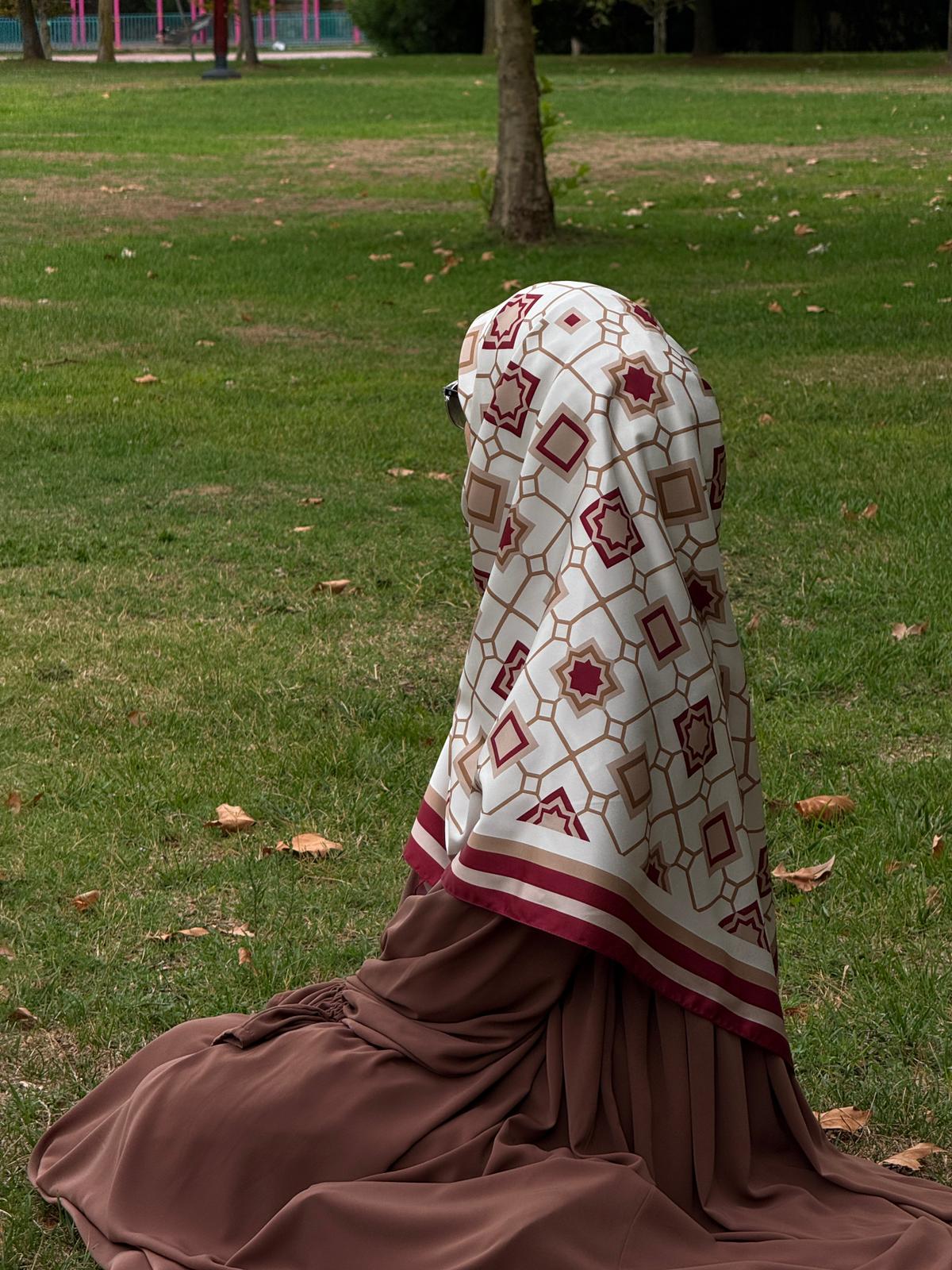 İpeksi Twil Monogram Eşarp-Bordo