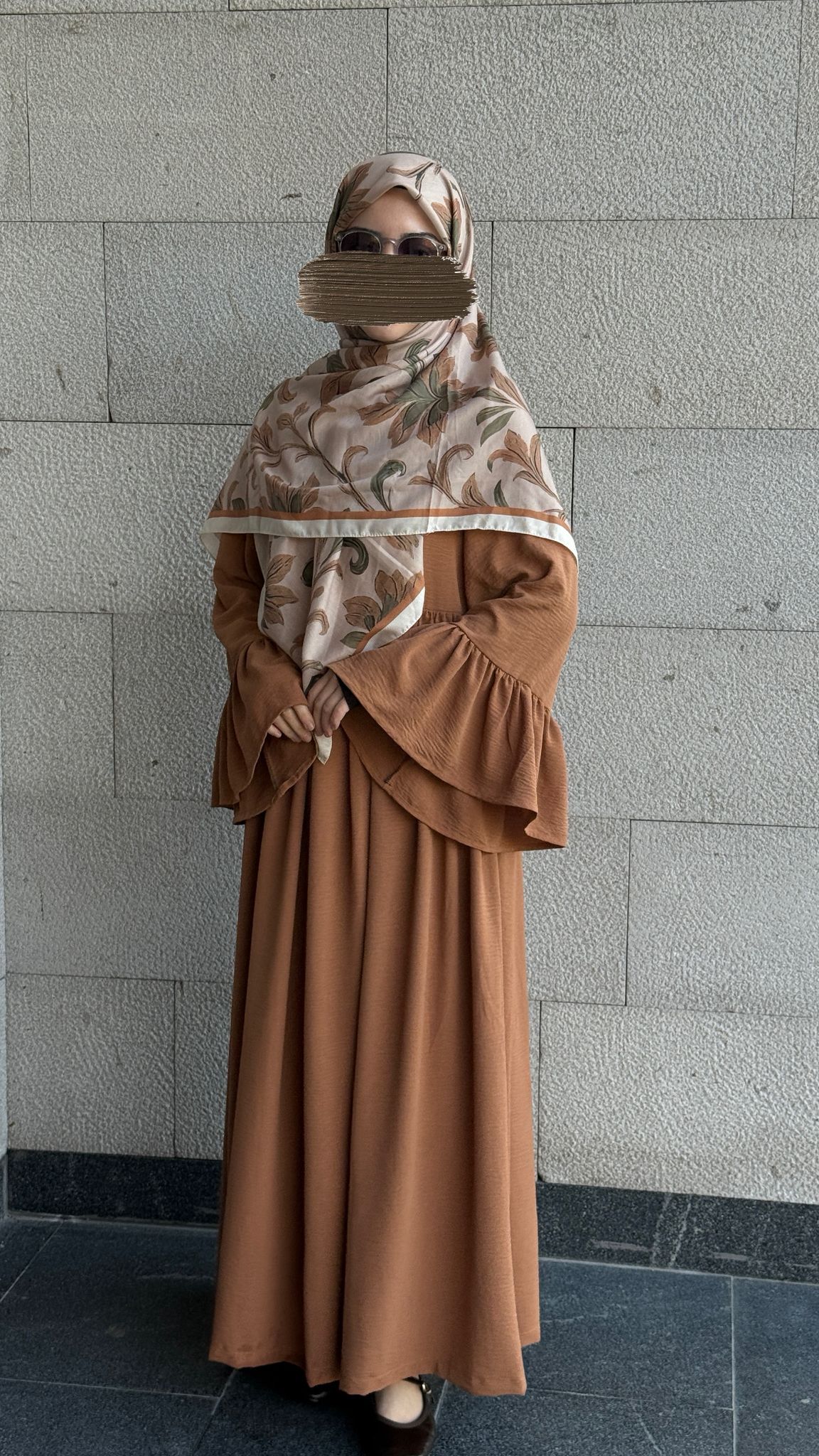 Airobin Geniş Kol Elbise-Taba