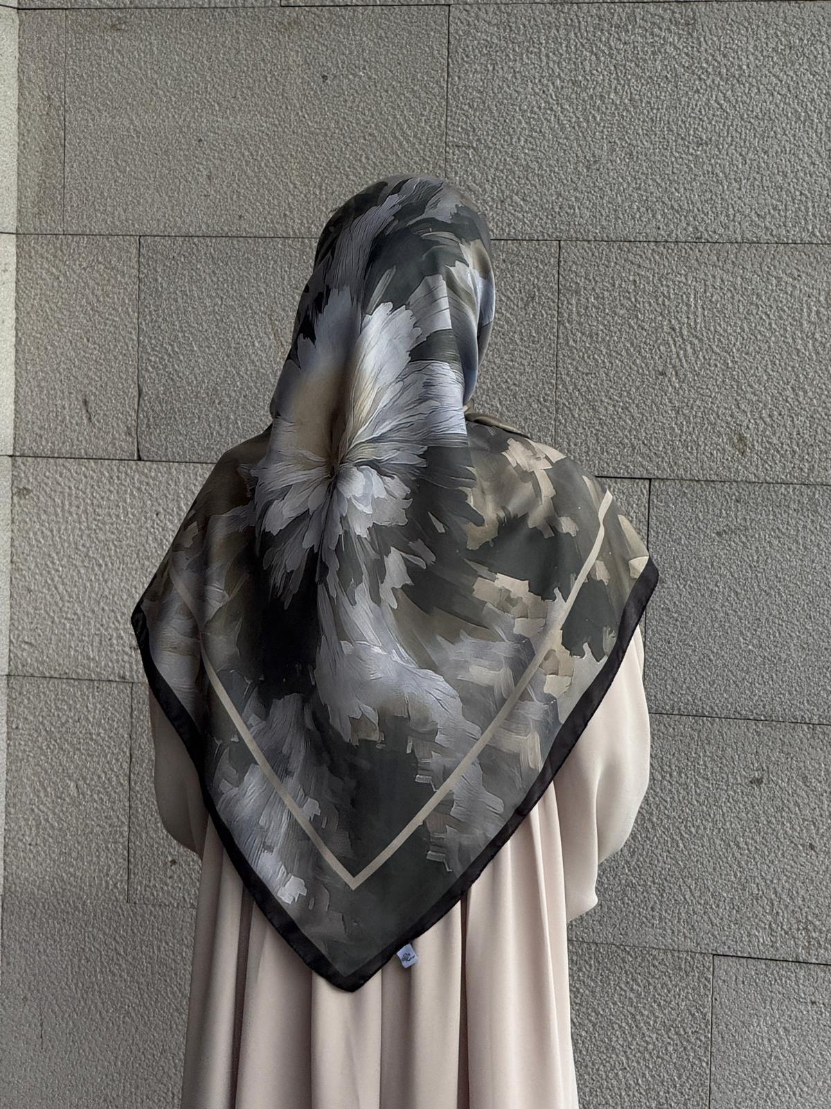 Pamuklu Soft Luna Desen Eşarp-Küf Yeşil