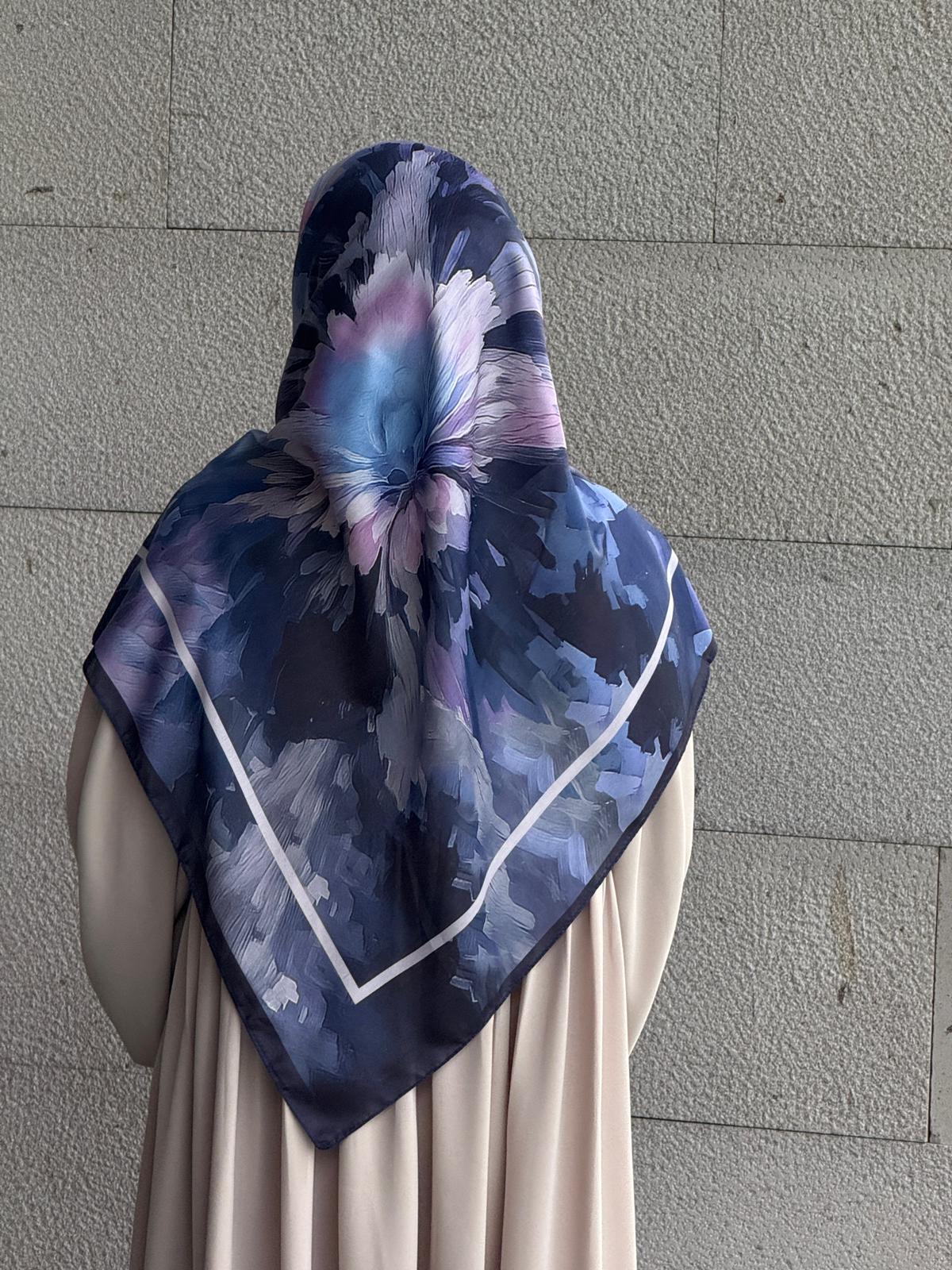 Pamuklu Soft Luna Desen Eşarp-Morcivert