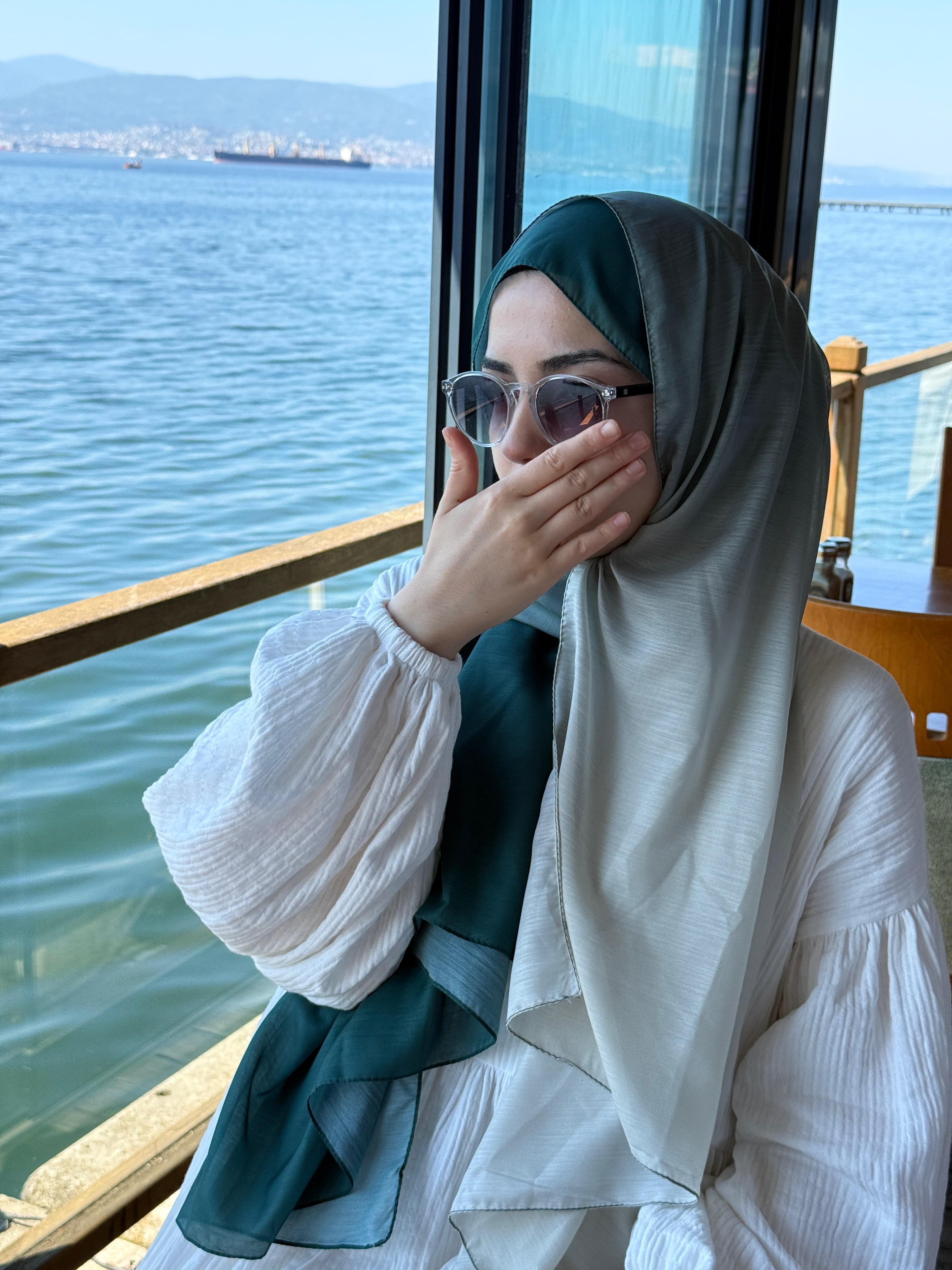 Pamuklu Dubai Degrade Şal-ZÜmrüt