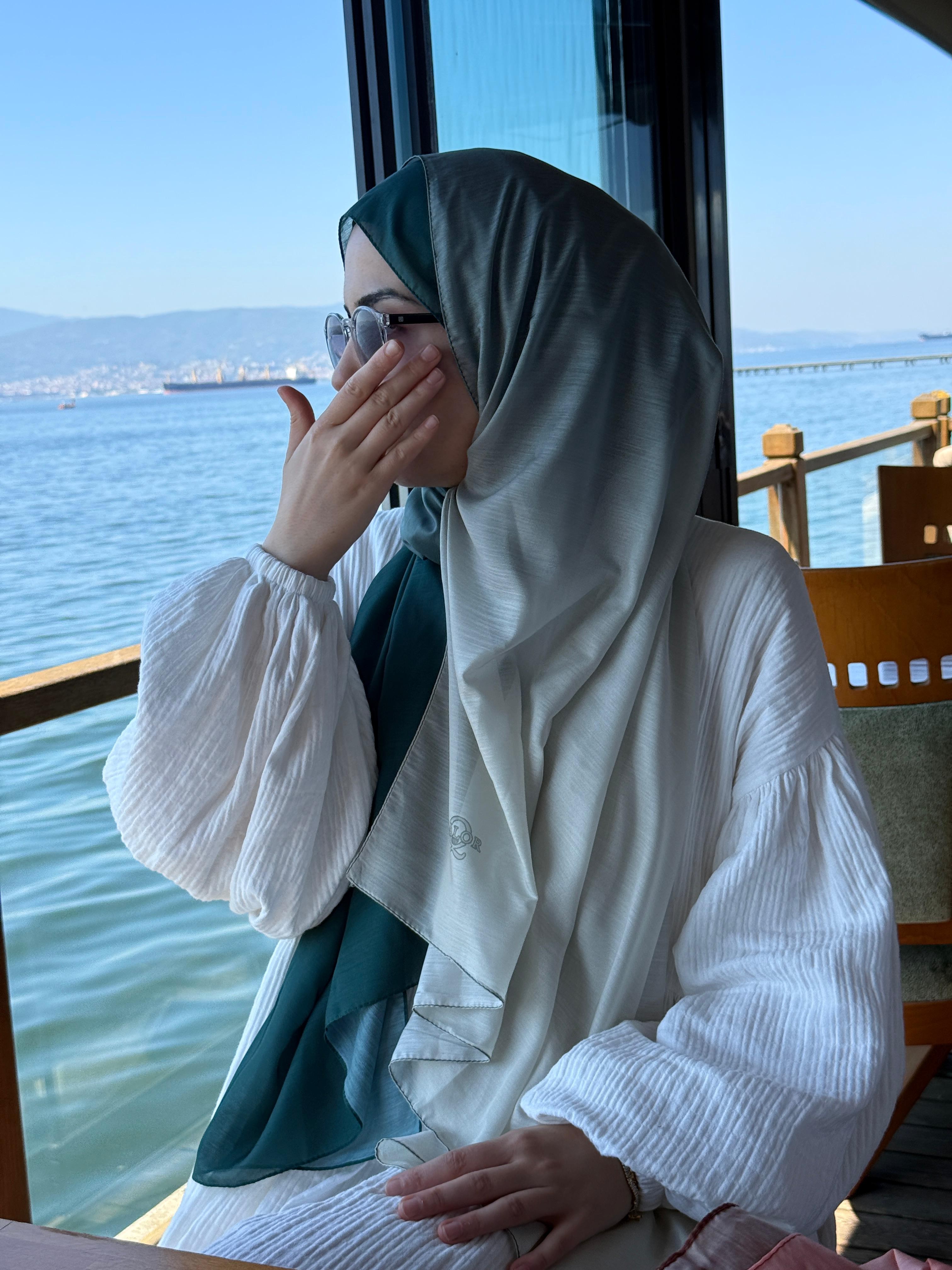 Pamuklu Dubai Degrade Şal-ZÜmrüt