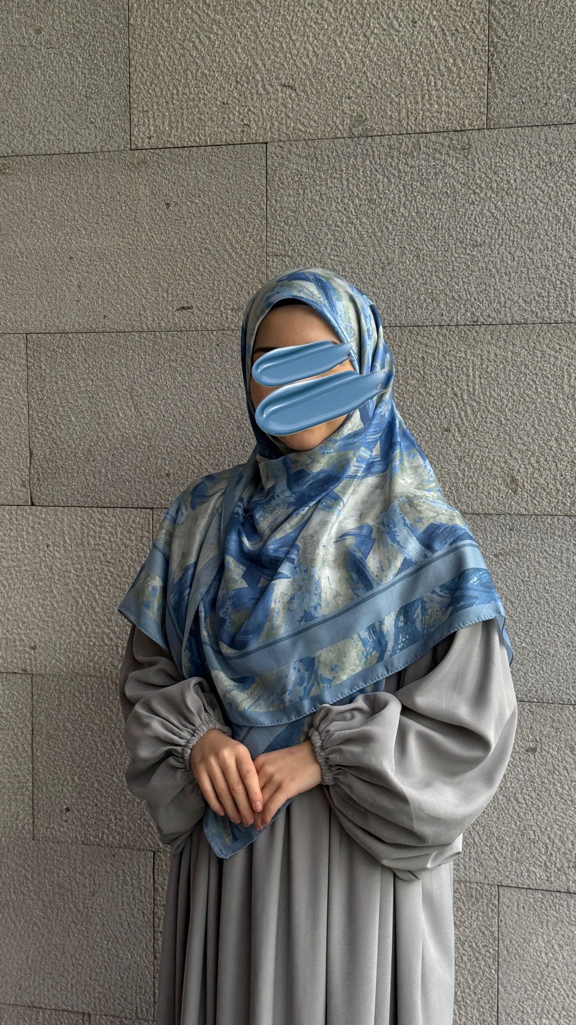 Pamuklu Soft Fırça Desen Eşarp-Turkuaz