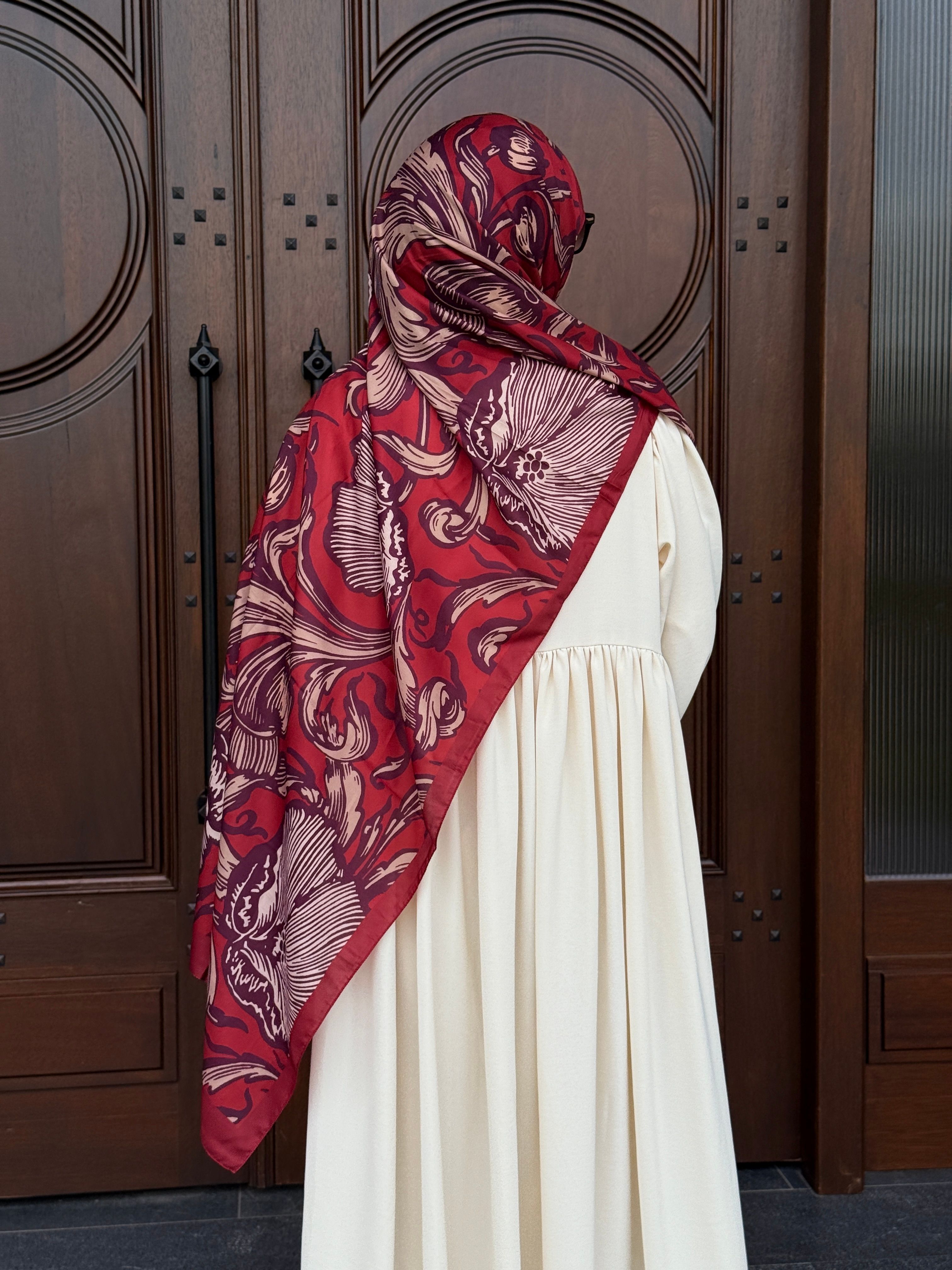 Pamuklu Soft Luna Desen Şal-Bordo