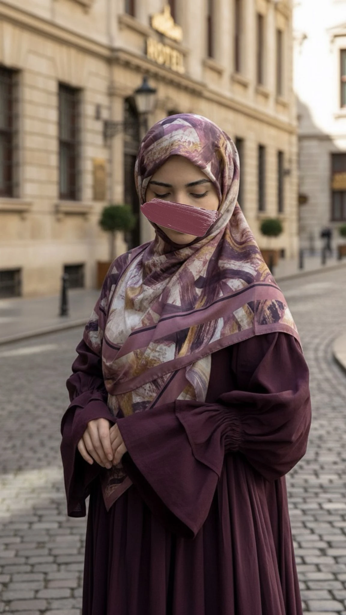 Pamuklu Soft Fırça Desen Eşarp-Gül Kurusu