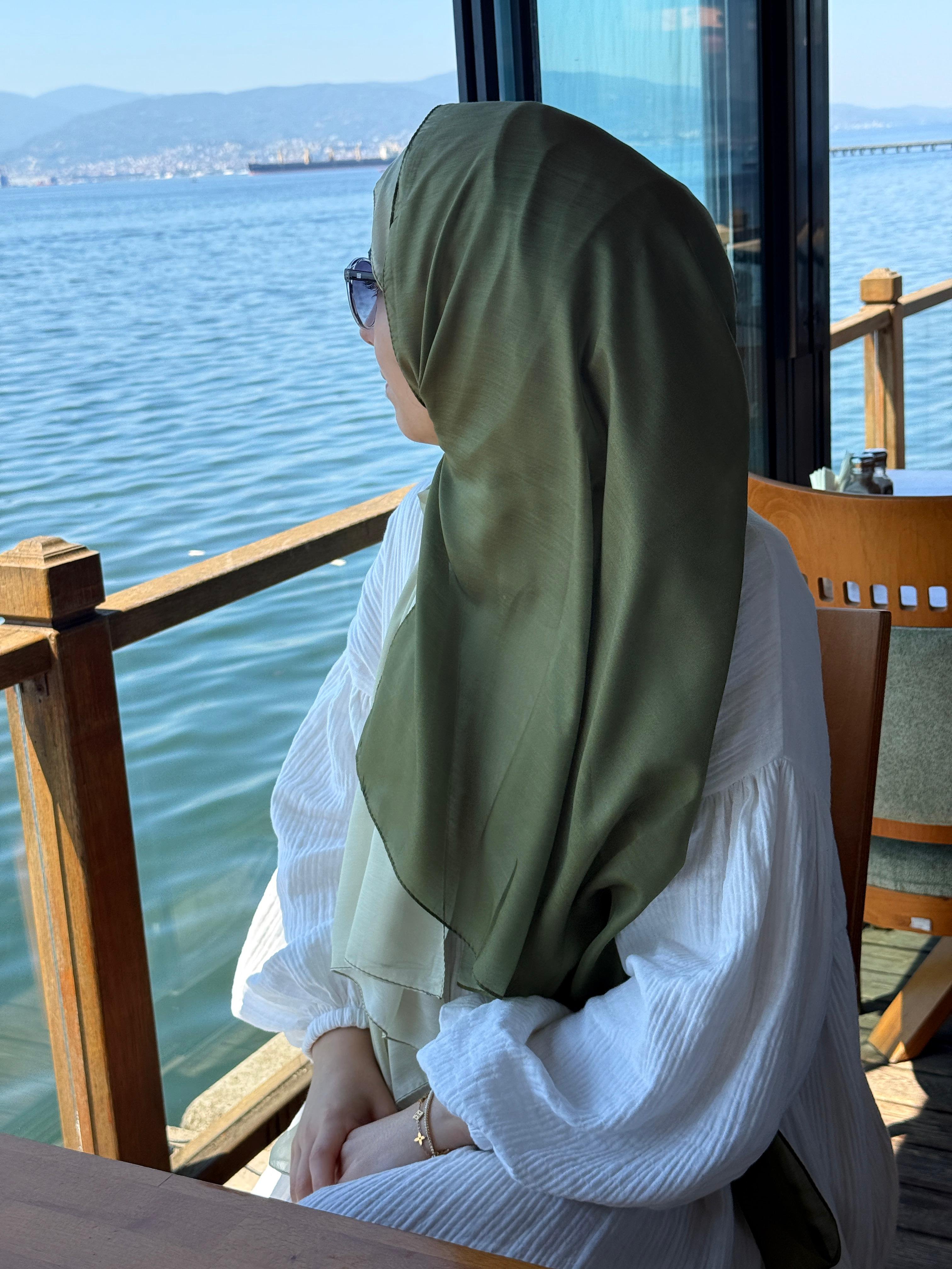 Pamuklu Dubai Degrade Şal-Haki