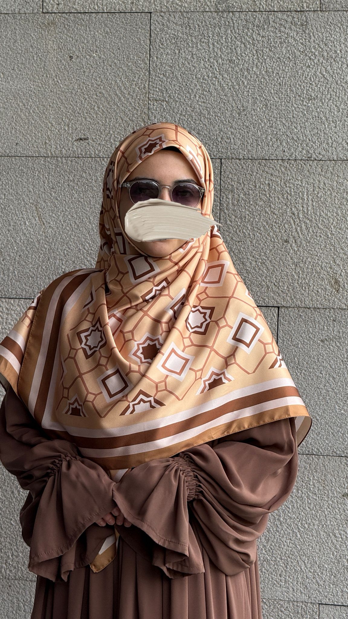 İpeksi Twil Monogram Eşarp-Latte