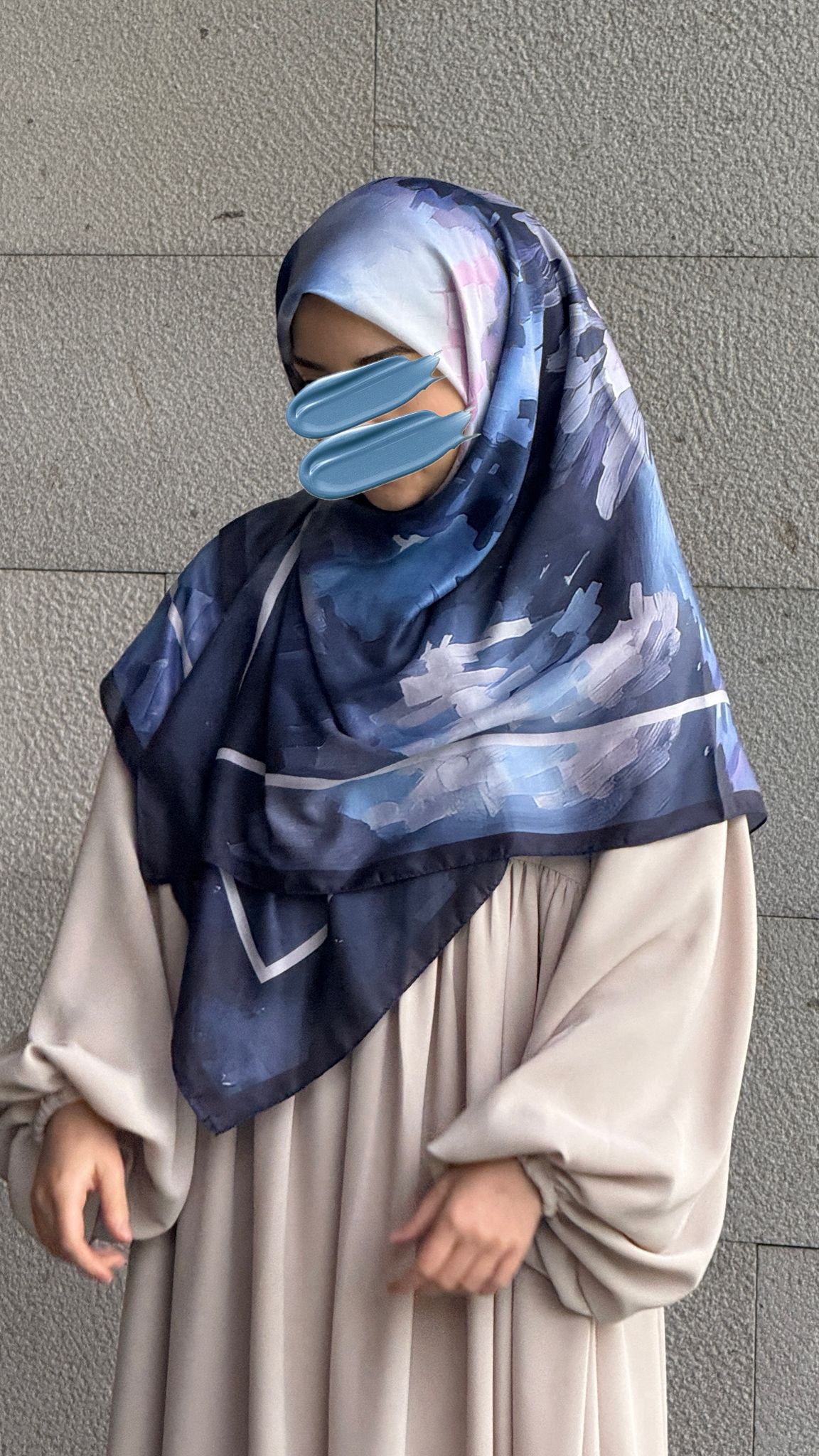 Pamuklu Soft Luna Desen Eşarp-Morcivert