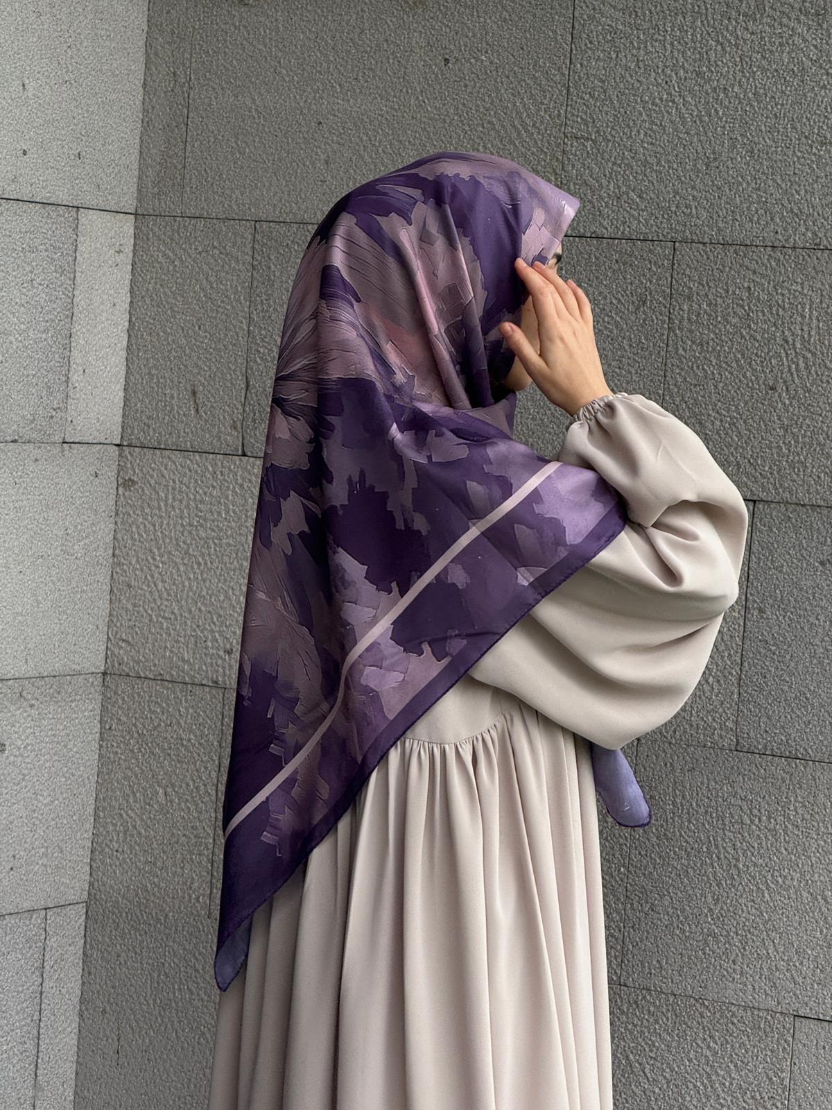 Pamuklu Soft Luna Desen Eşarp-Lila