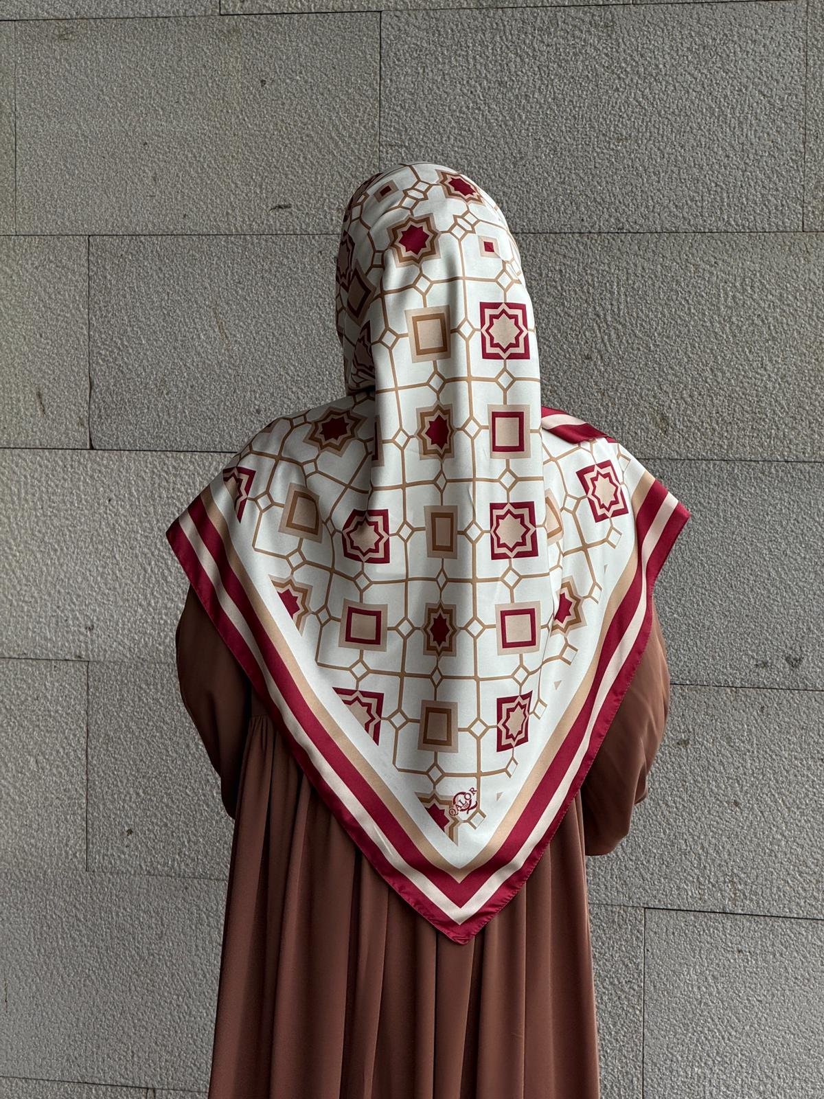 İpeksi Twil Monogram Eşarp-Bordo