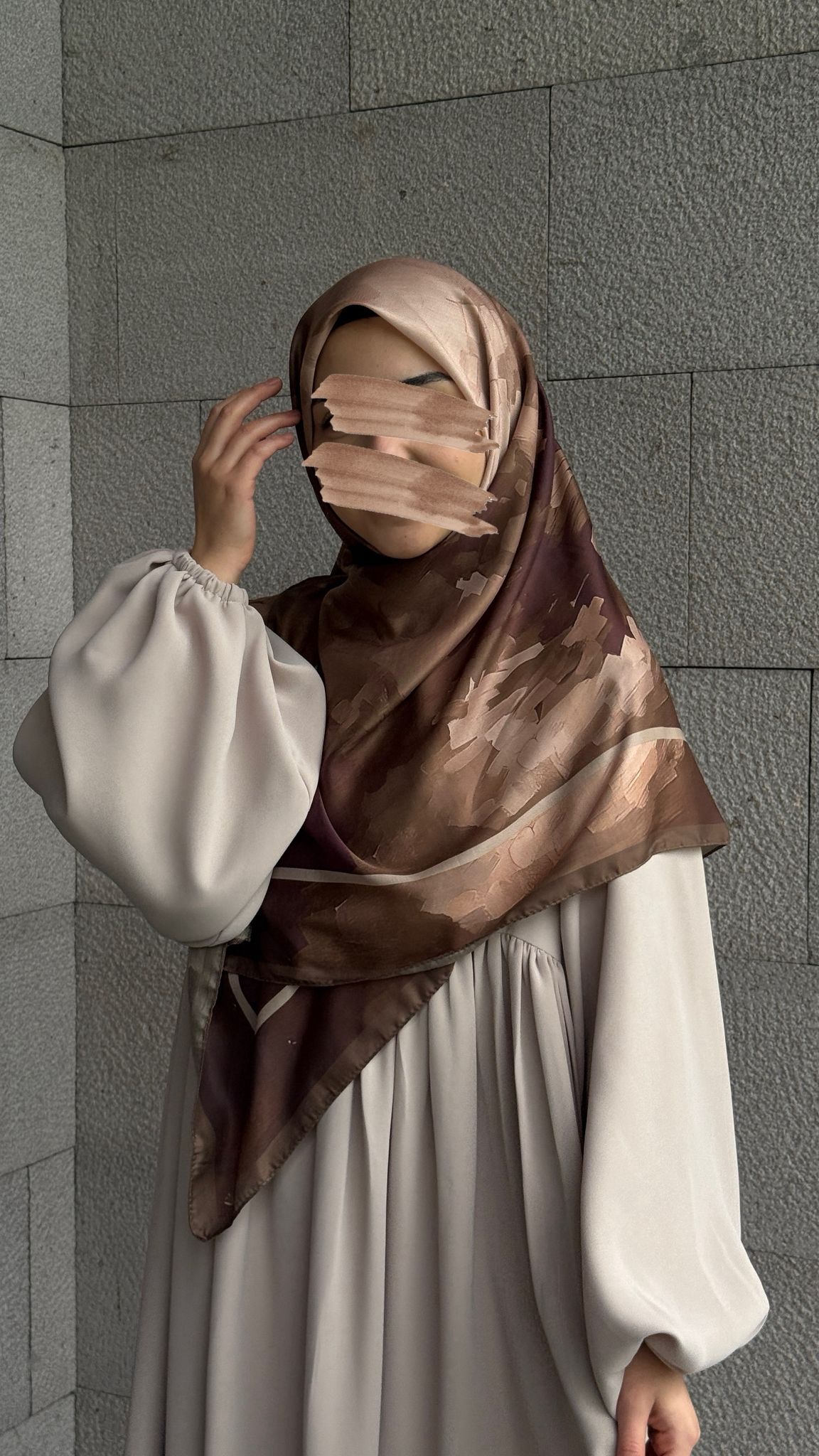 Pamuklu Soft Luna Desen Eşarp-Kahve/Mürdüm