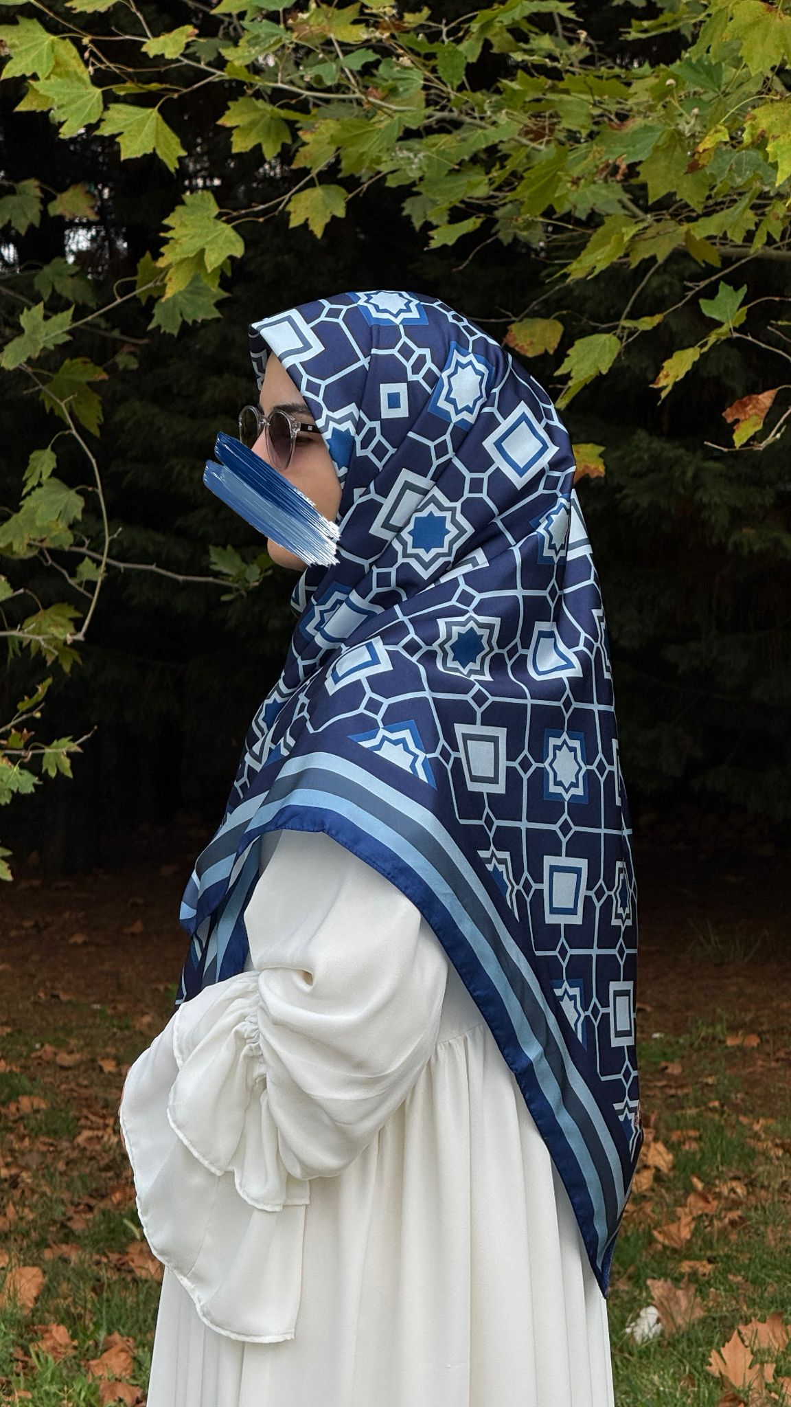 İpeksi Twil Monogram Eşarp-Lacivert