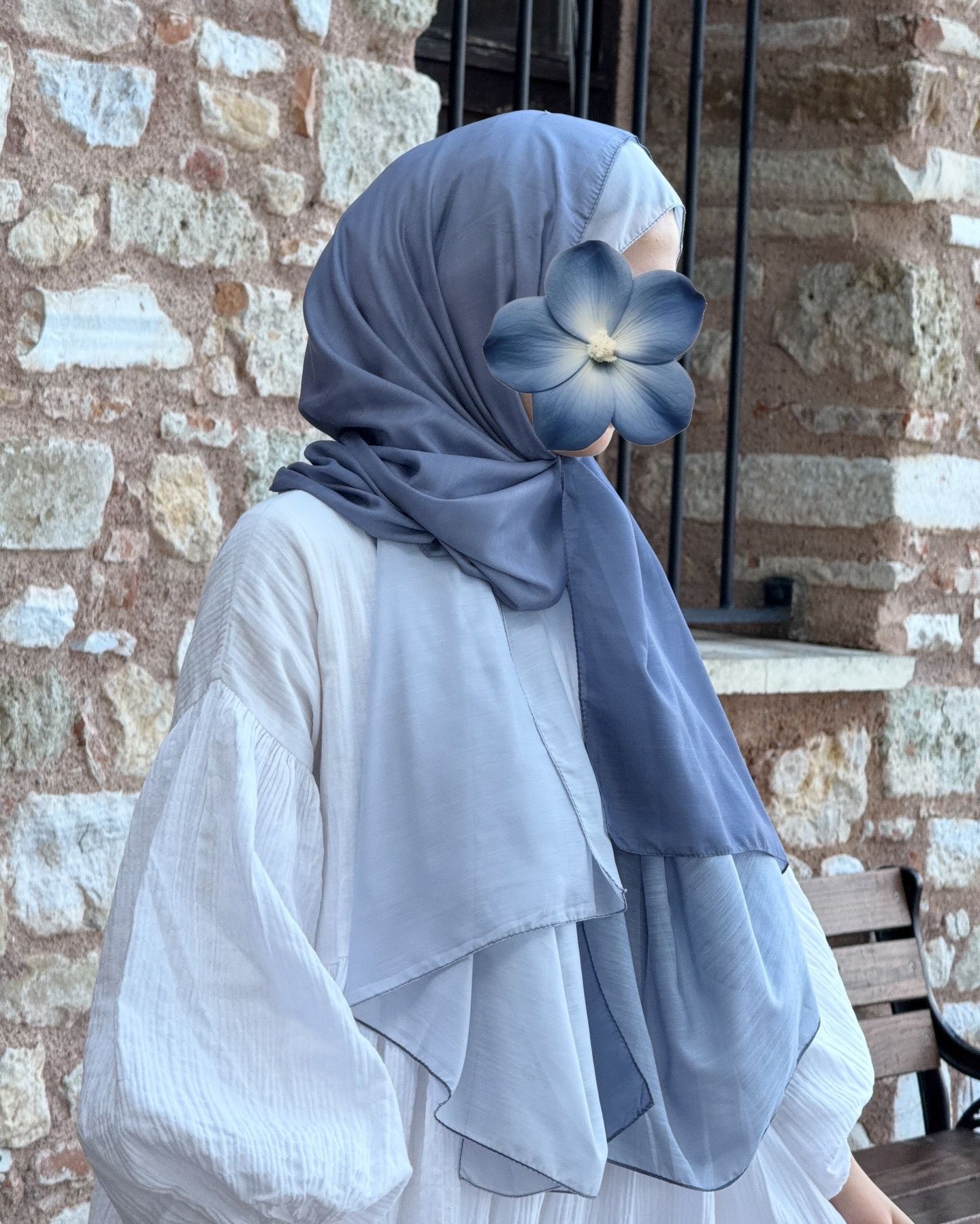 Pamuklu Dubai Degrade Şal-Gri