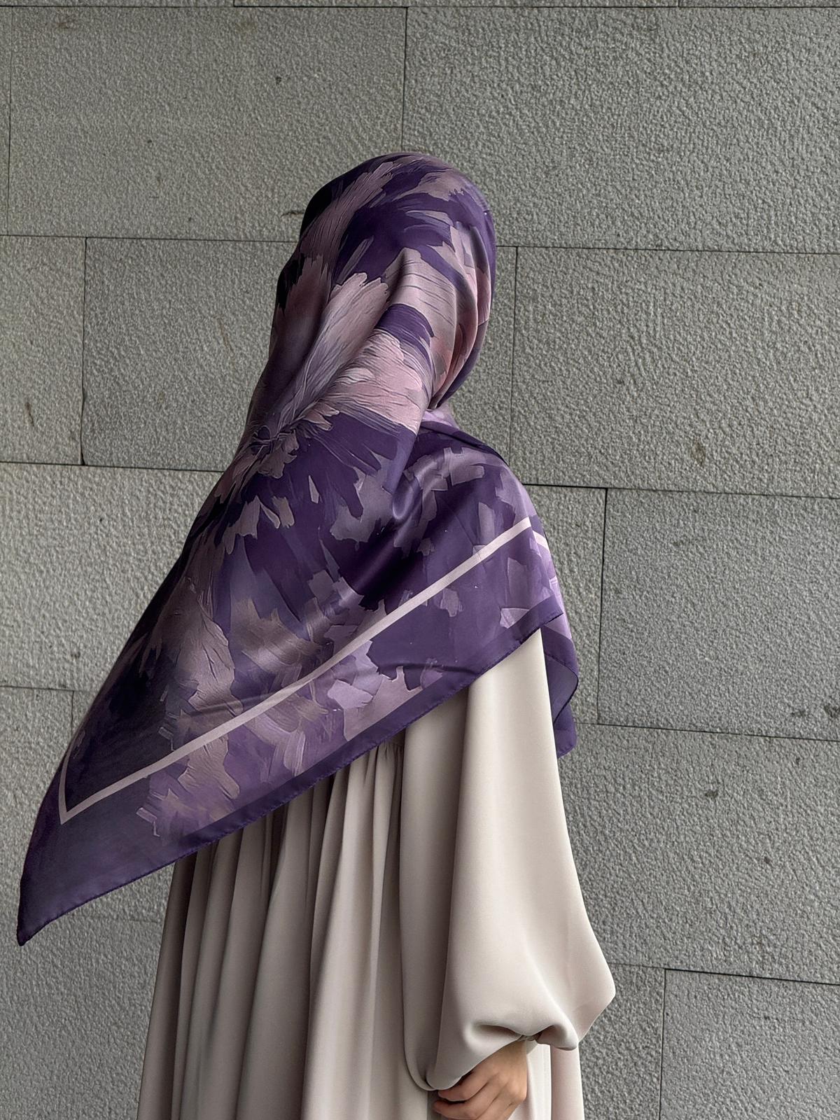 Pamuklu Soft Luna Desen Eşarp-Lila