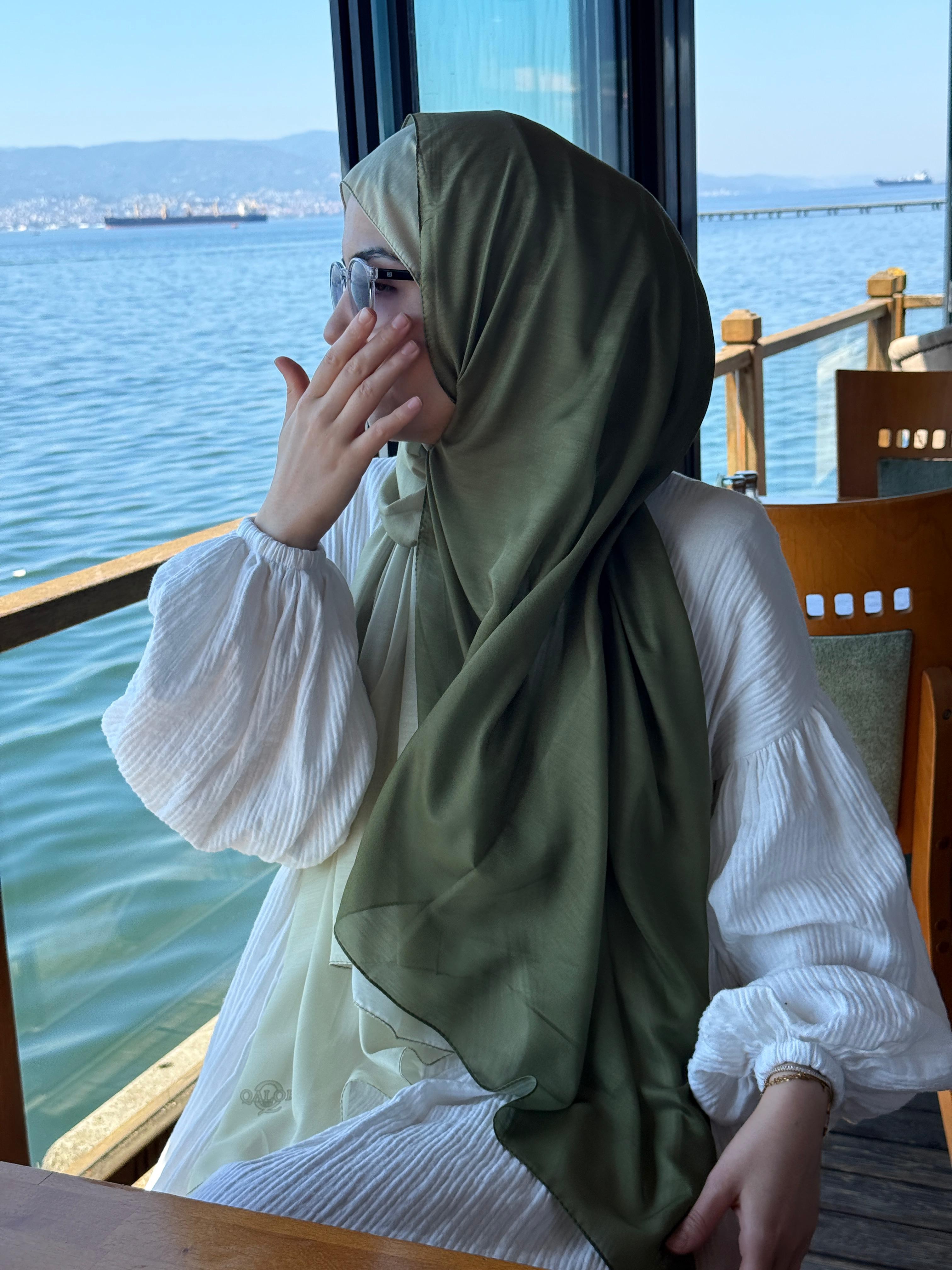 Pamuklu Dubai Degrade Şal-Haki