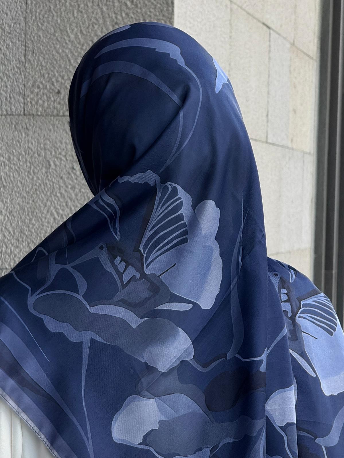 Pamuklu Soft Lotus Desen Şal-Morcivert
