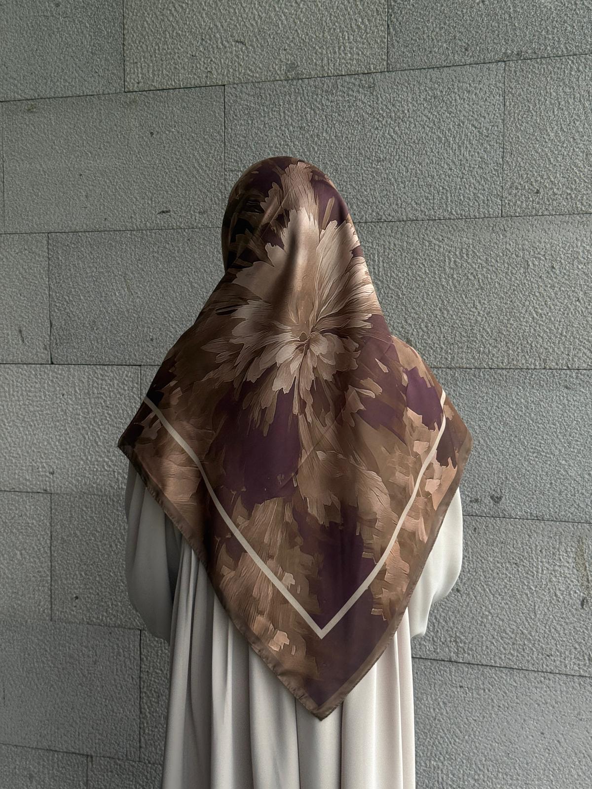 Pamuklu Soft Luna Desen Eşarp-Kahve/Mürdüm