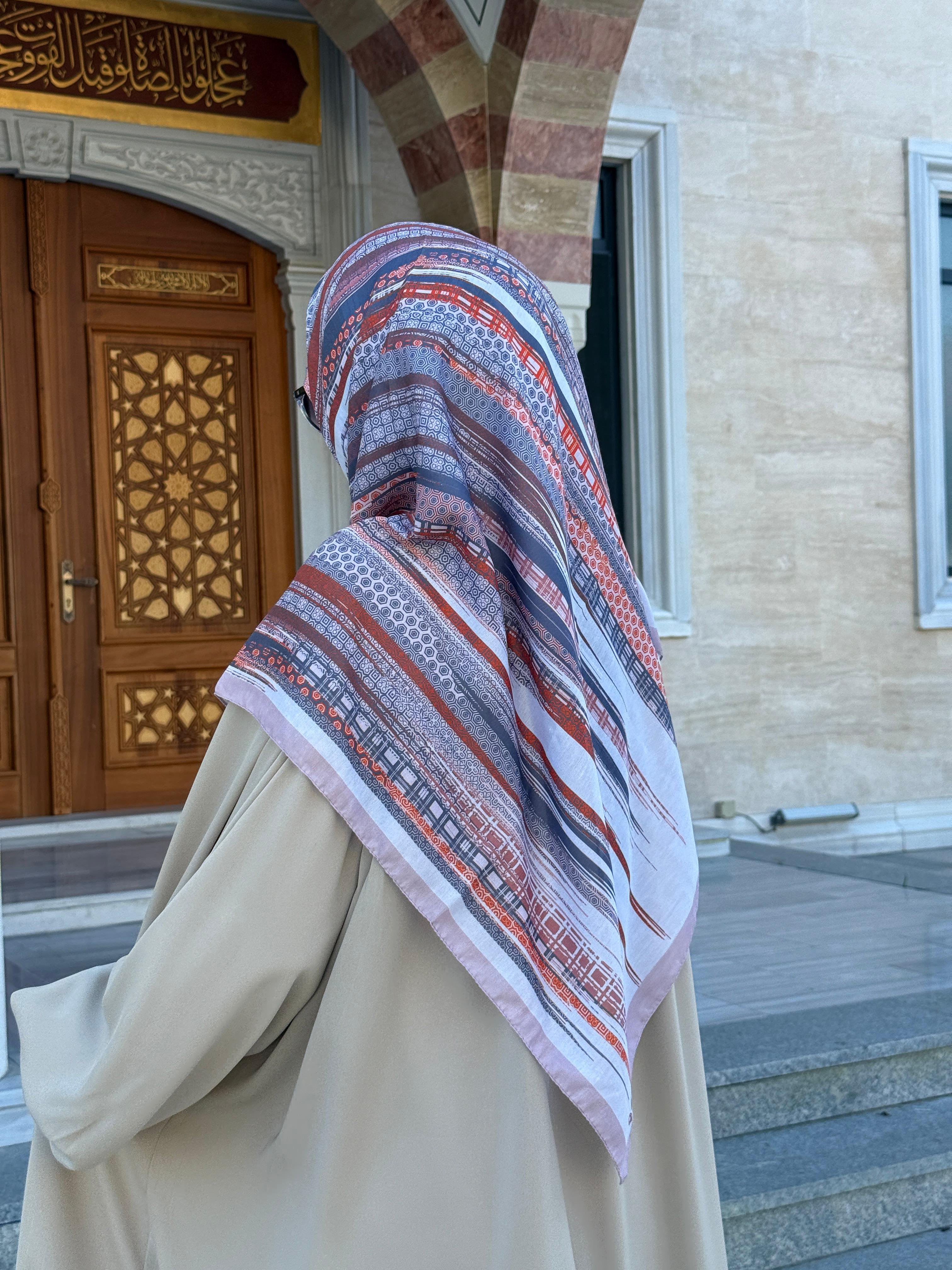 Pamuklu Âlâ Desen Eşarp-Orange