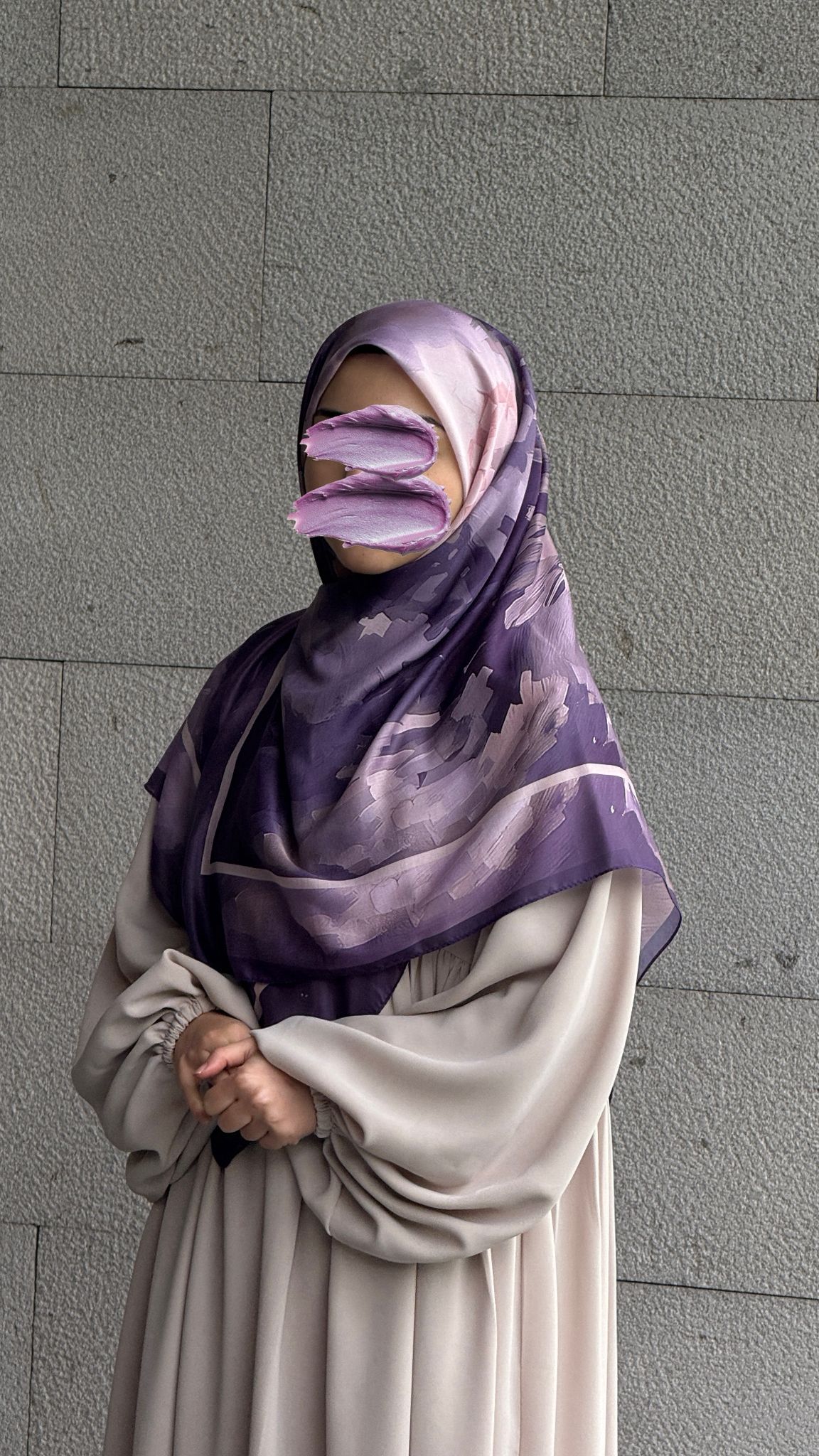 Pamuklu Soft Luna Desen Eşarp-Lila