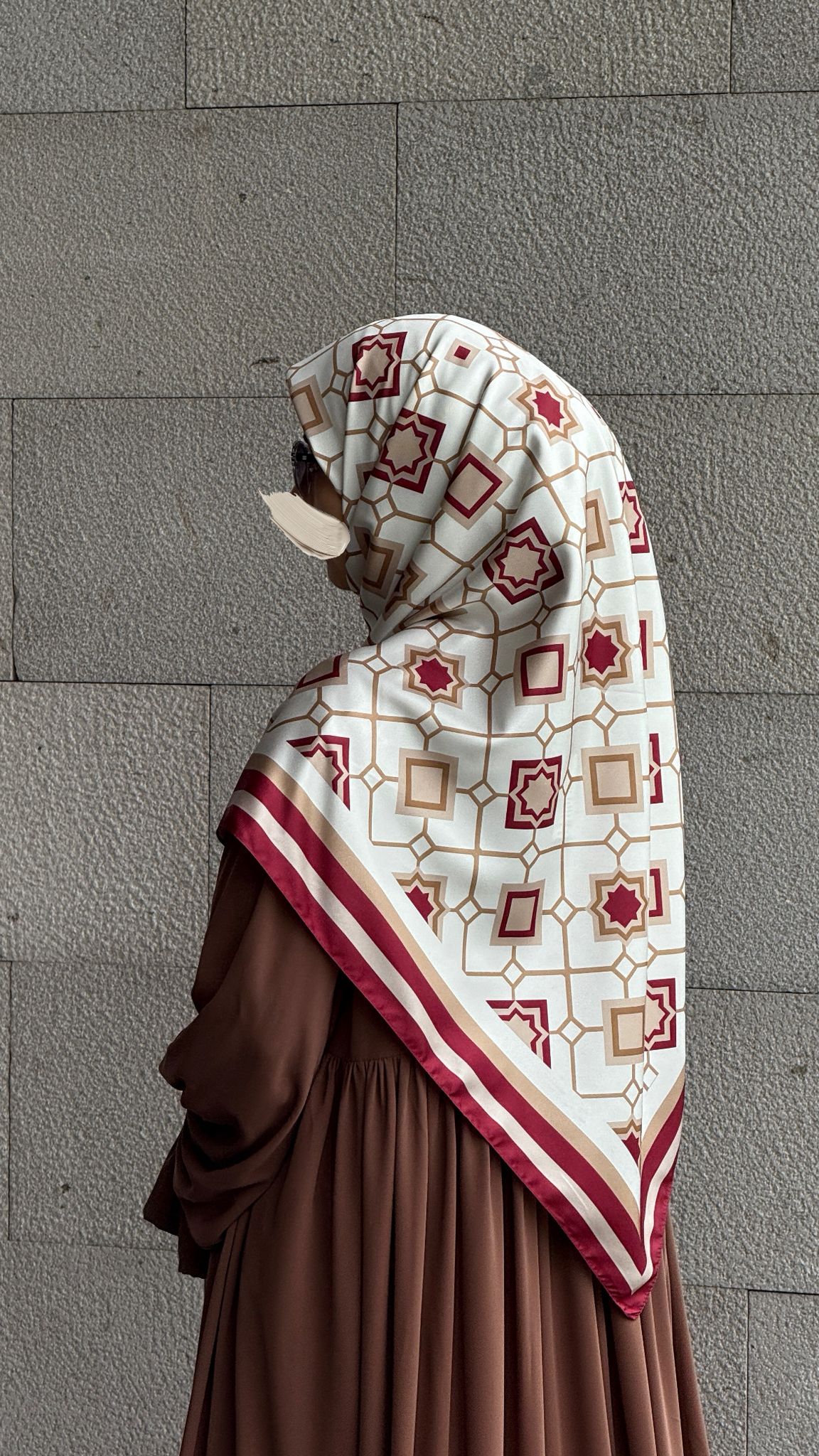 İpeksi Twil Monogram Eşarp-Bordo