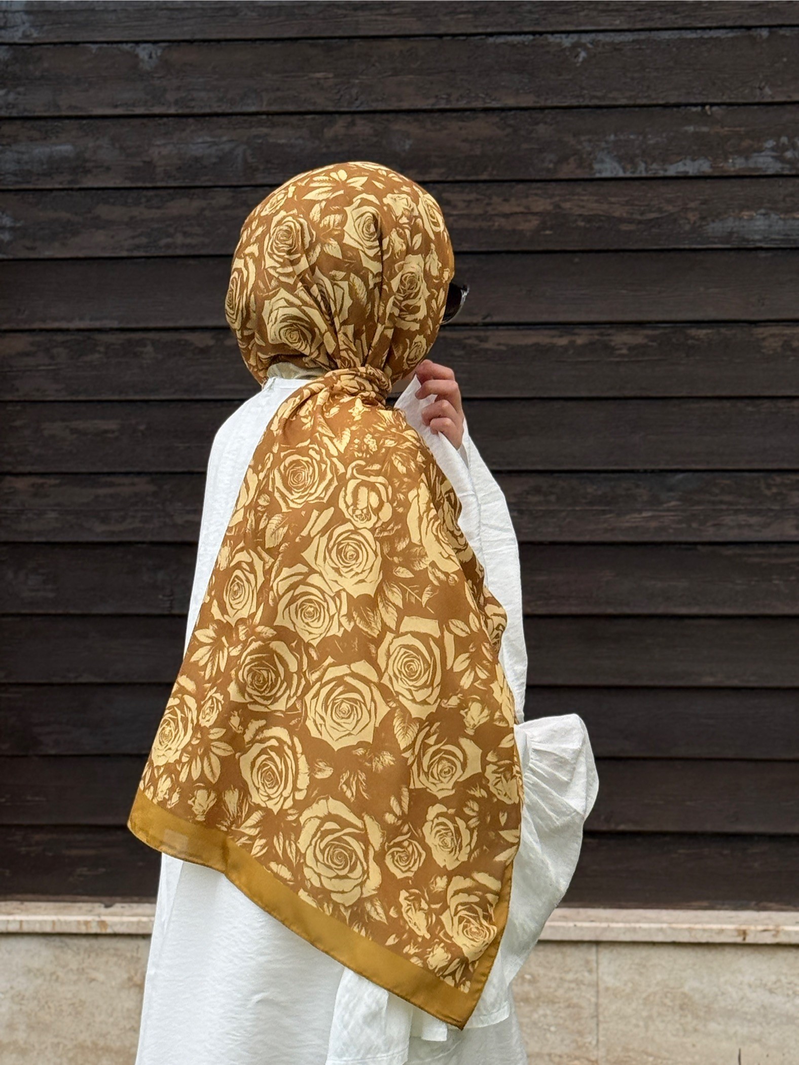 Pamuklu Soft Roza Desen Şal-Yağ Yeşil