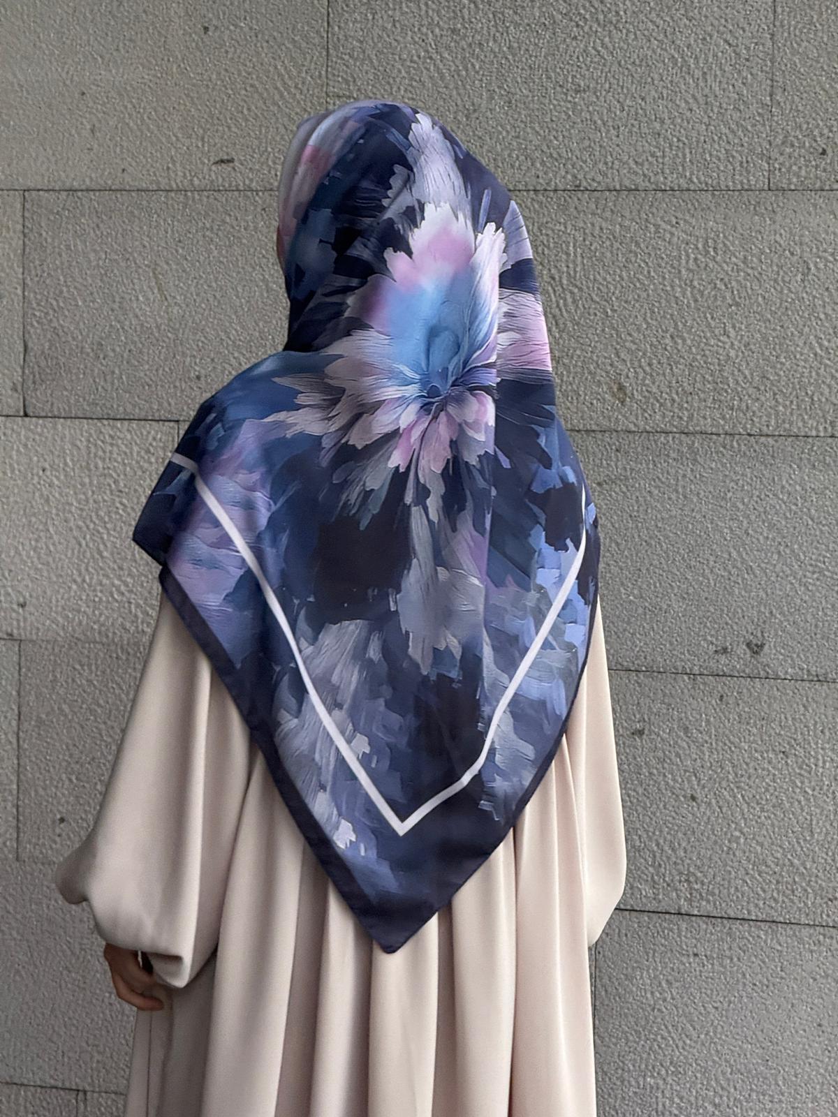 Pamuklu Soft Luna Desen Eşarp-Morcivert