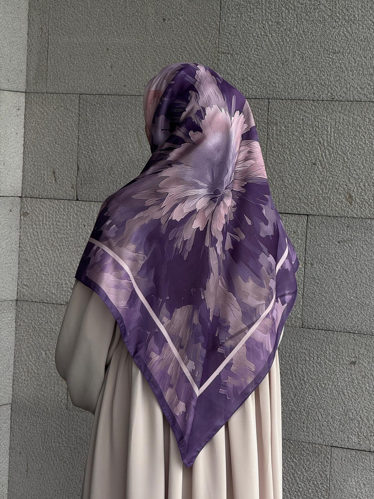 Pamuklu Soft Luna Desen Eşarp-Lila