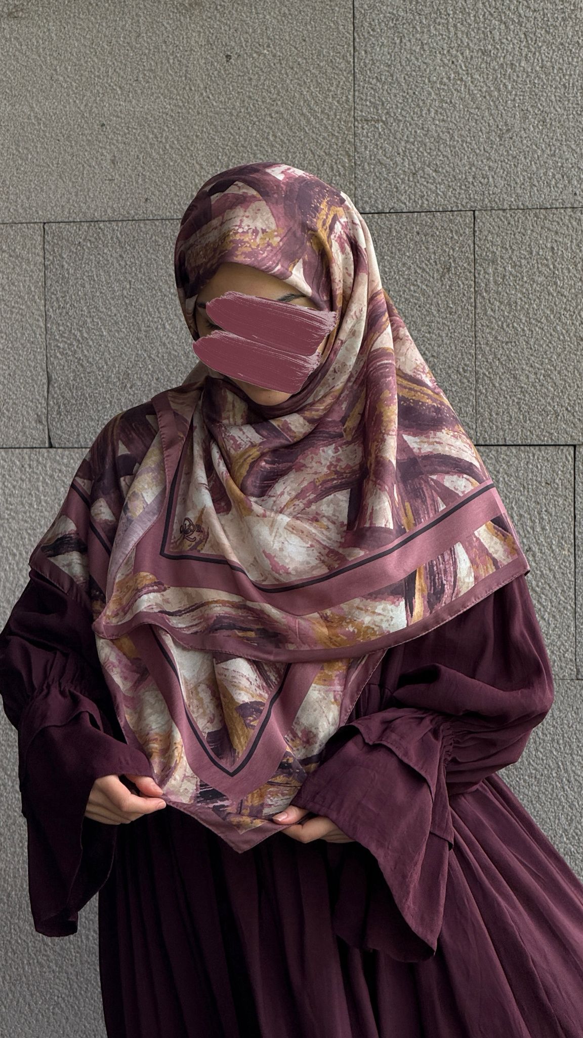 Pamuklu Soft Fırça Desen Eşarp-Gül Kurusu