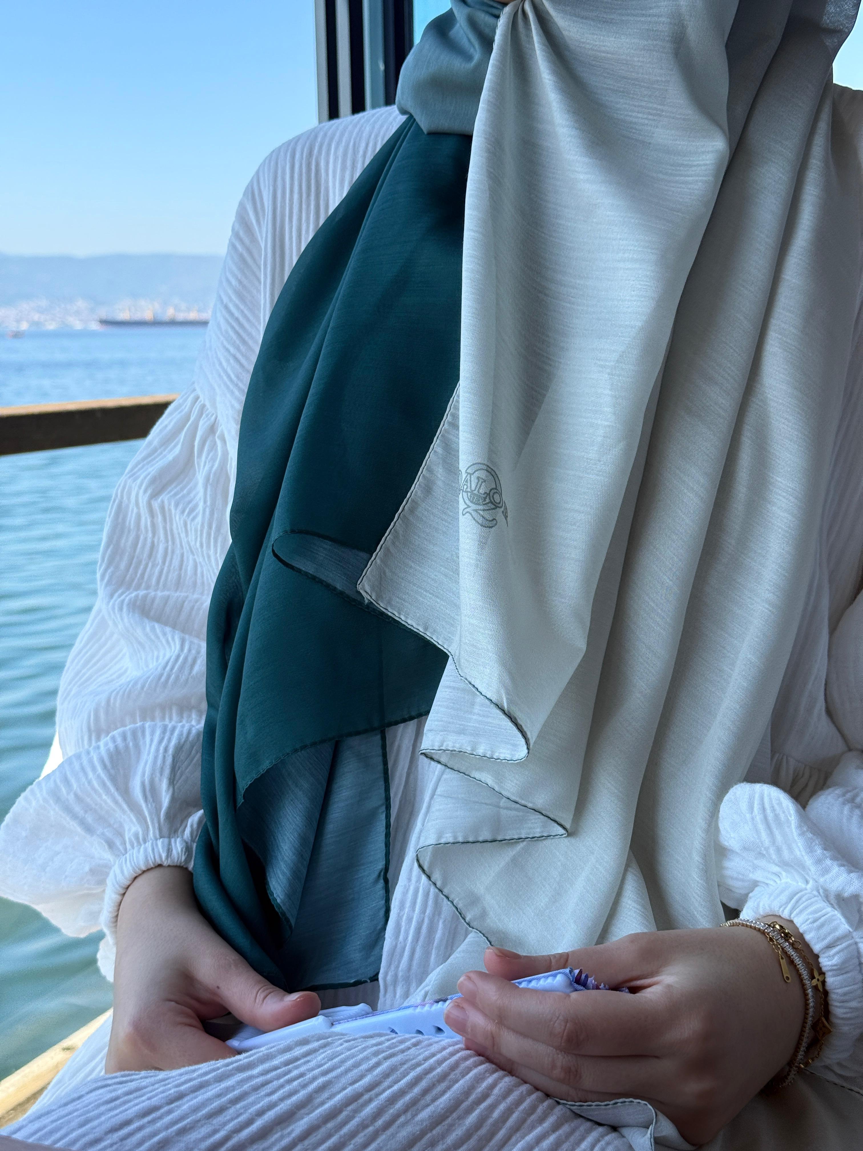 Pamuklu Dubai Degrade Şal-ZÜmrüt