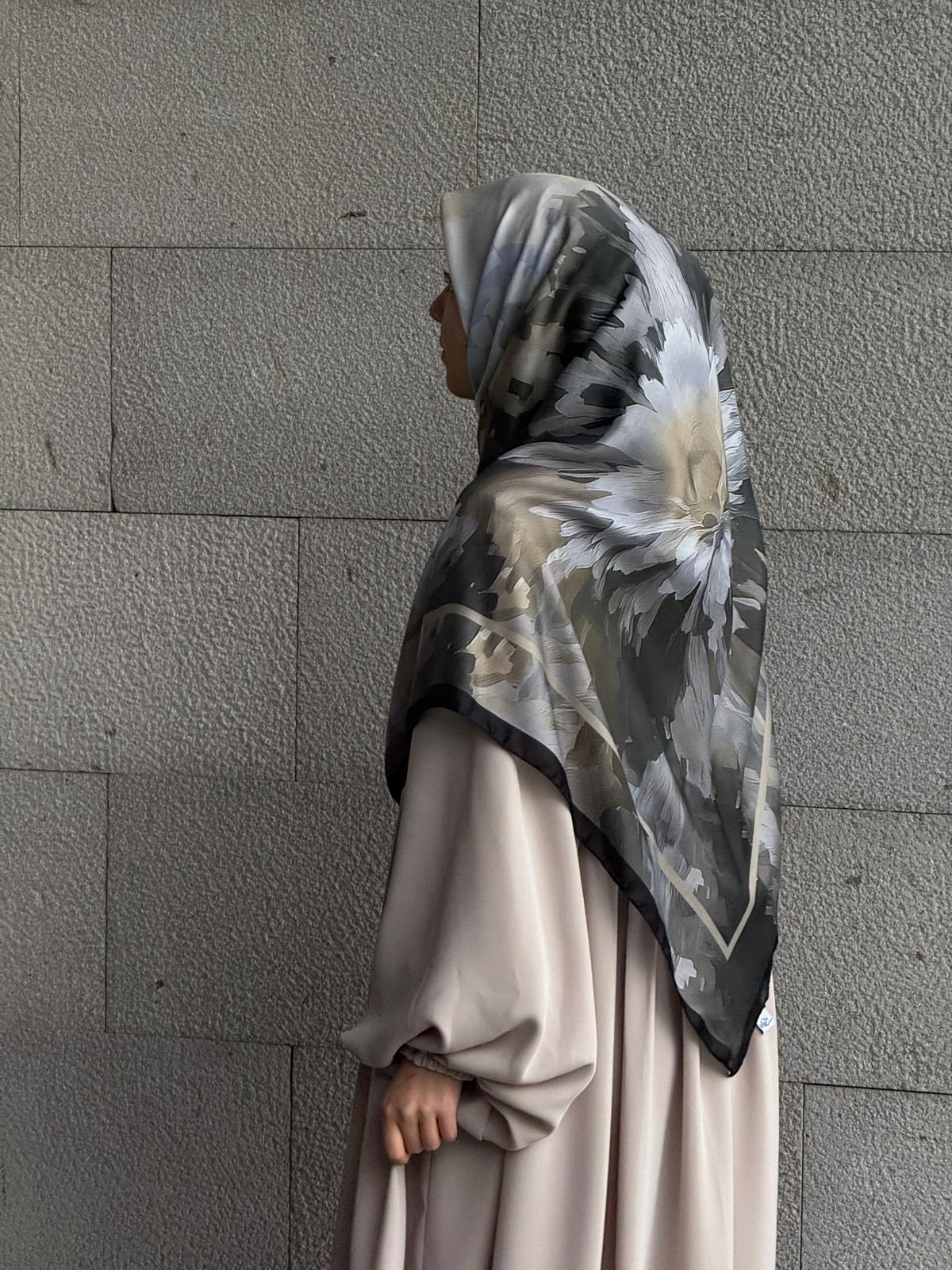 Pamuklu Soft Luna Desen Eşarp-Küf Yeşil