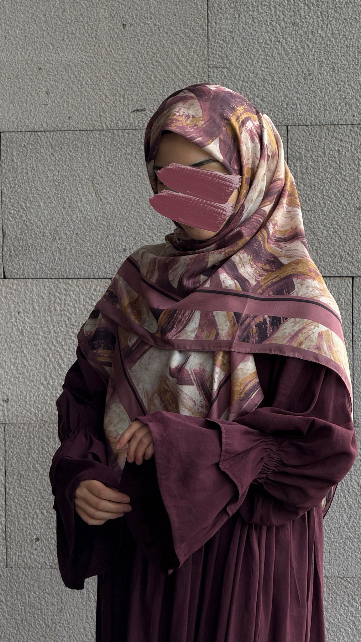 Pamuklu Soft Fırça Desen Eşarp-Gül Kurusu