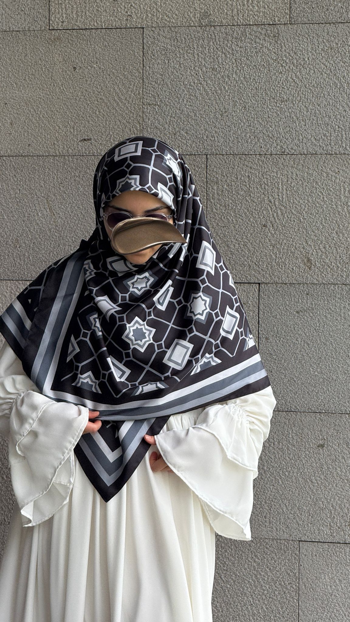 İpeksi Twil Monogram Eşarp-Siyah