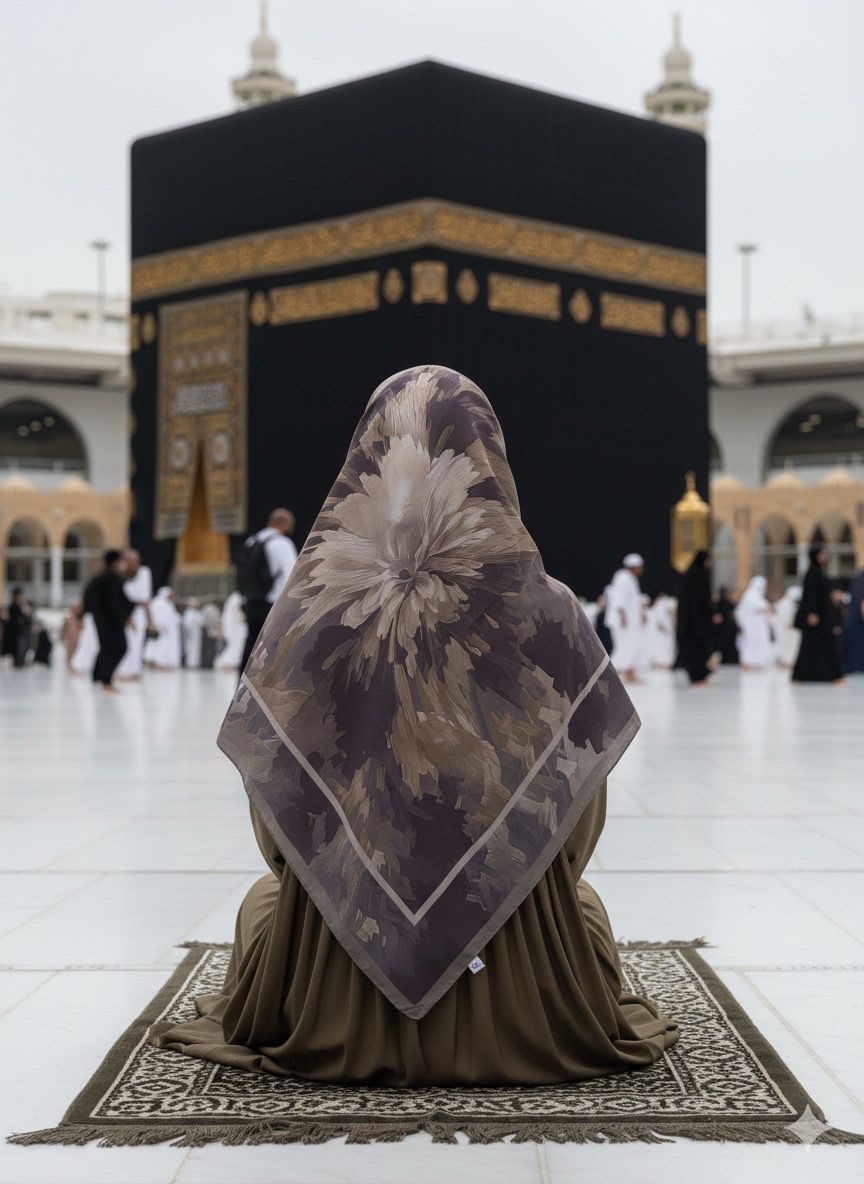 Pamuklu Soft Luna Desen Eşarp-Mürdüm/Vizon