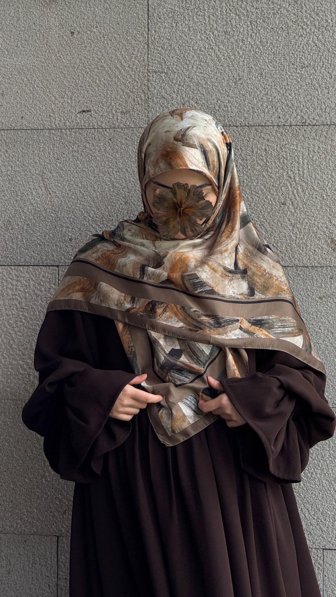 Pamuklu Soft Fırça Desen Eşarp-Küf Yeşil