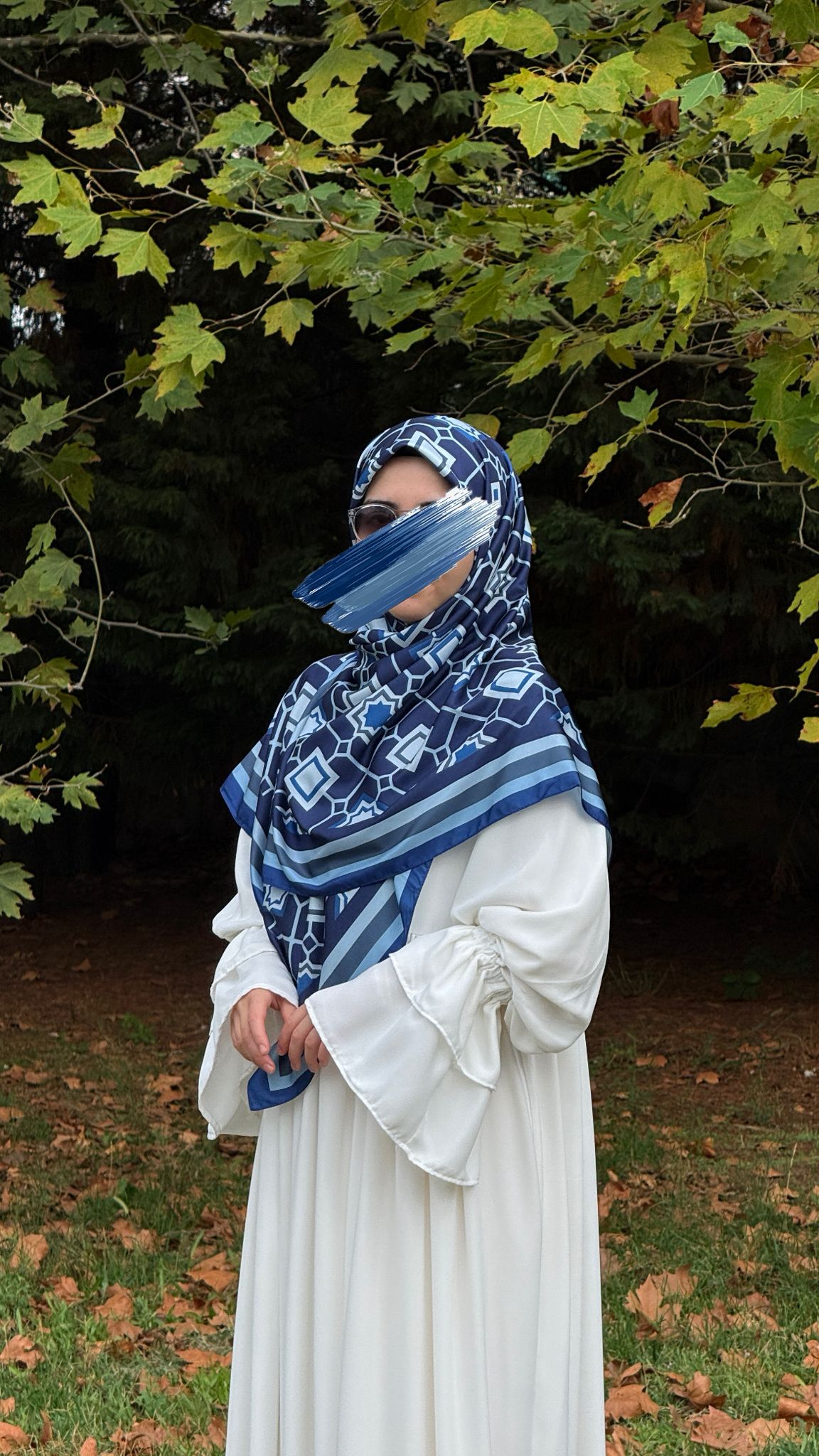 İpeksi Twil Monogram Eşarp-Lacivert