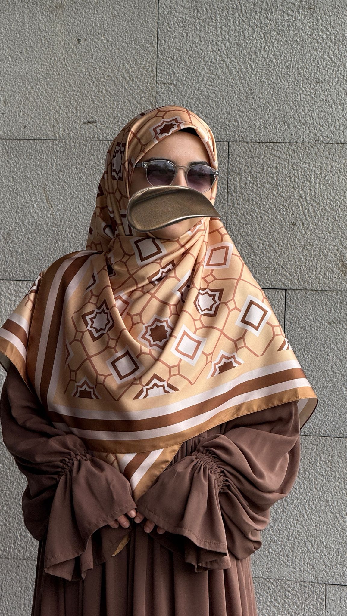 İpeksi Twil Monogram Eşarp-Latte