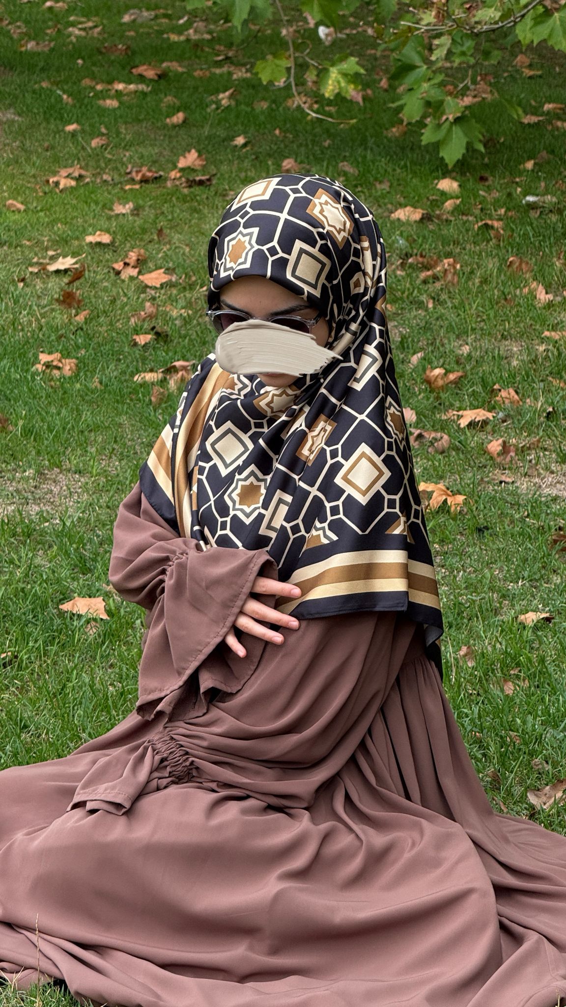 İpeksi Twil Monogram Eşarp-Gold