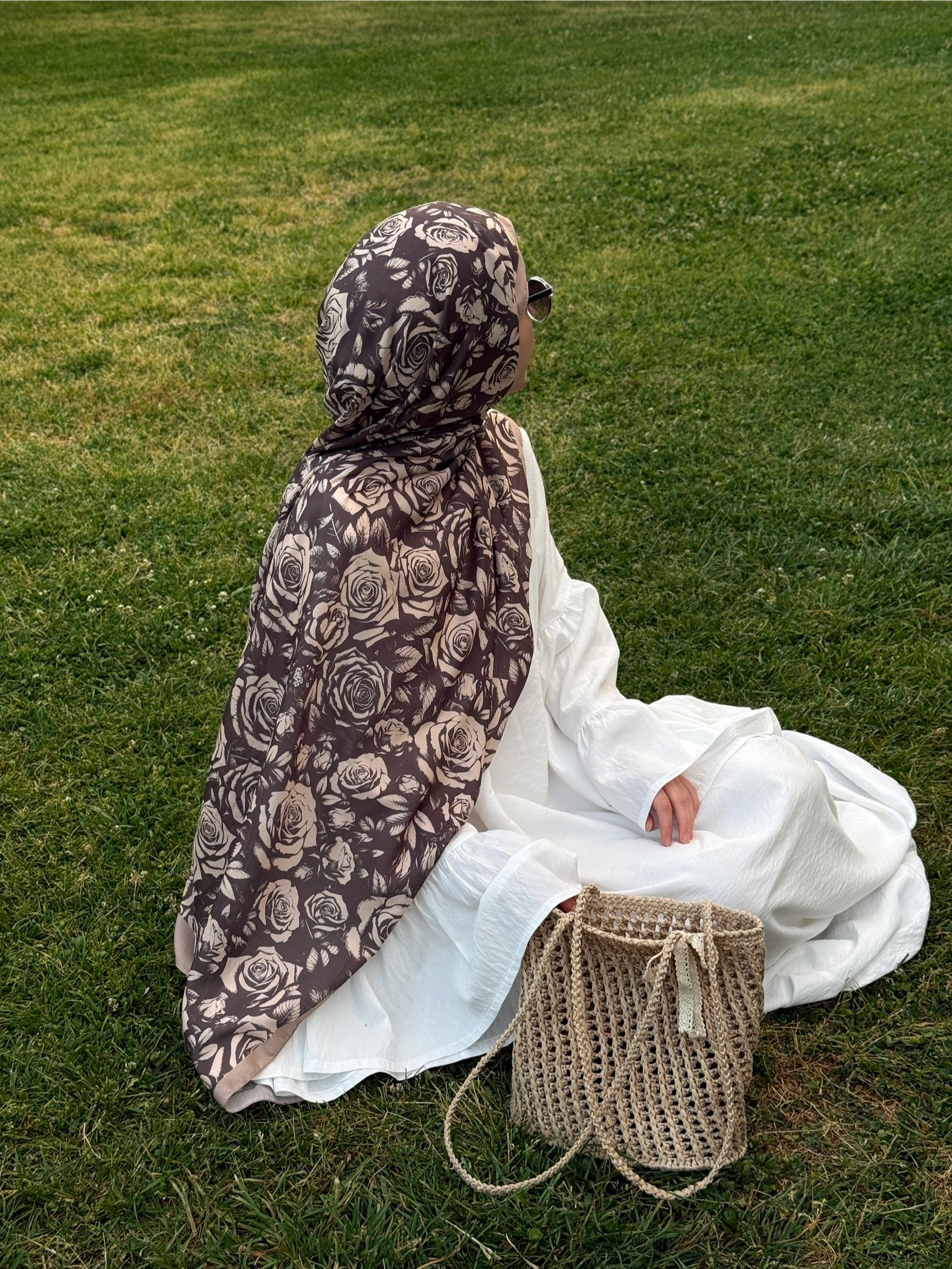 Pamuklu Soft Roza Desen Şal-Vizon