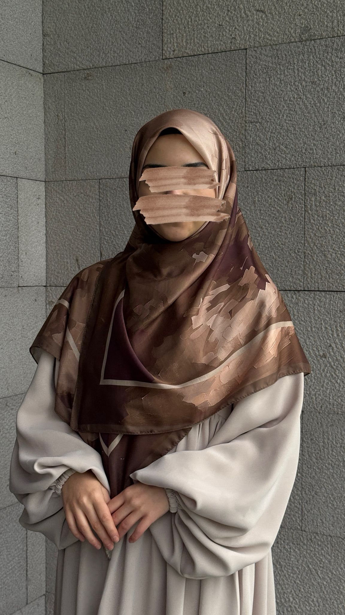 Pamuklu Soft Luna Desen Eşarp-Kahve/Mürdüm