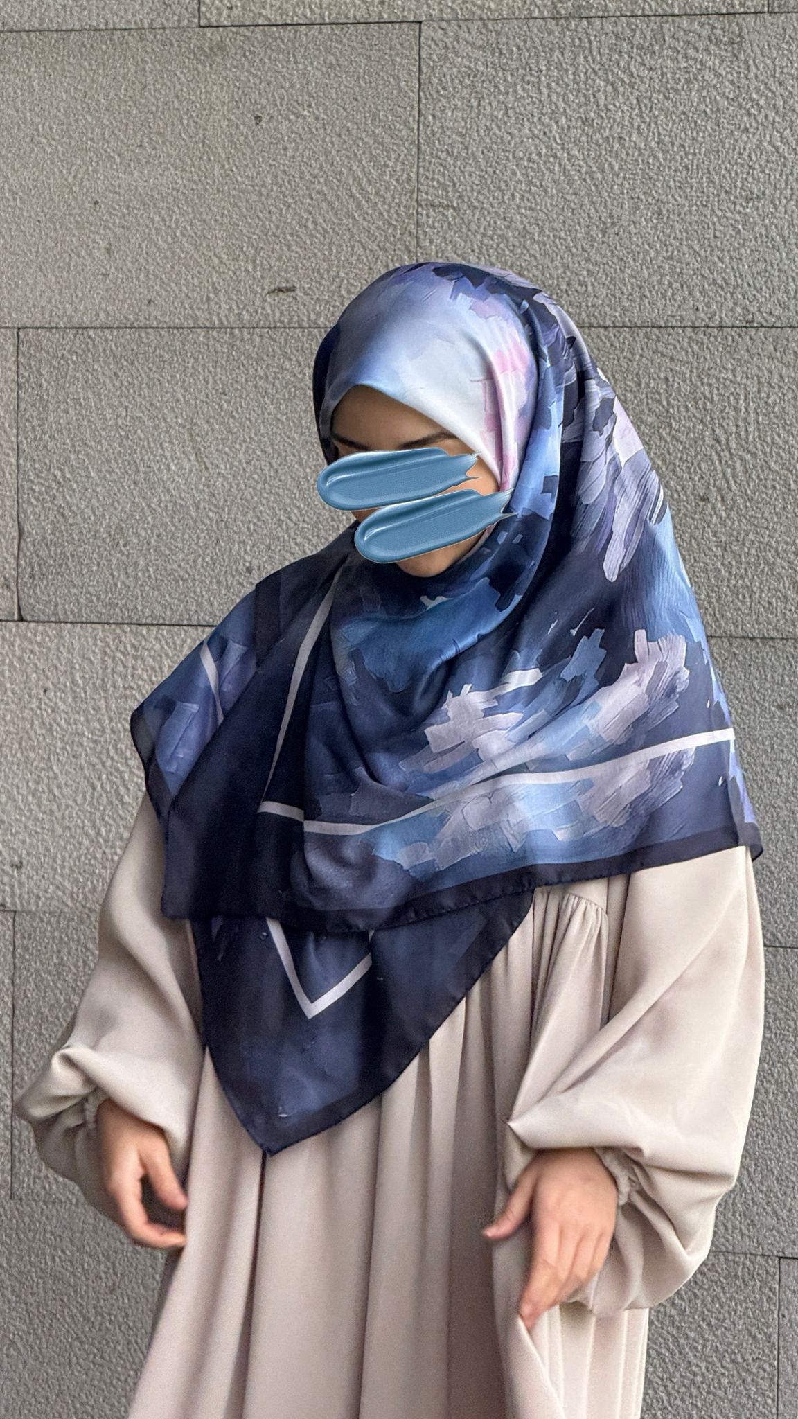 Pamuklu Soft Luna Desen Eşarp-Morcivert