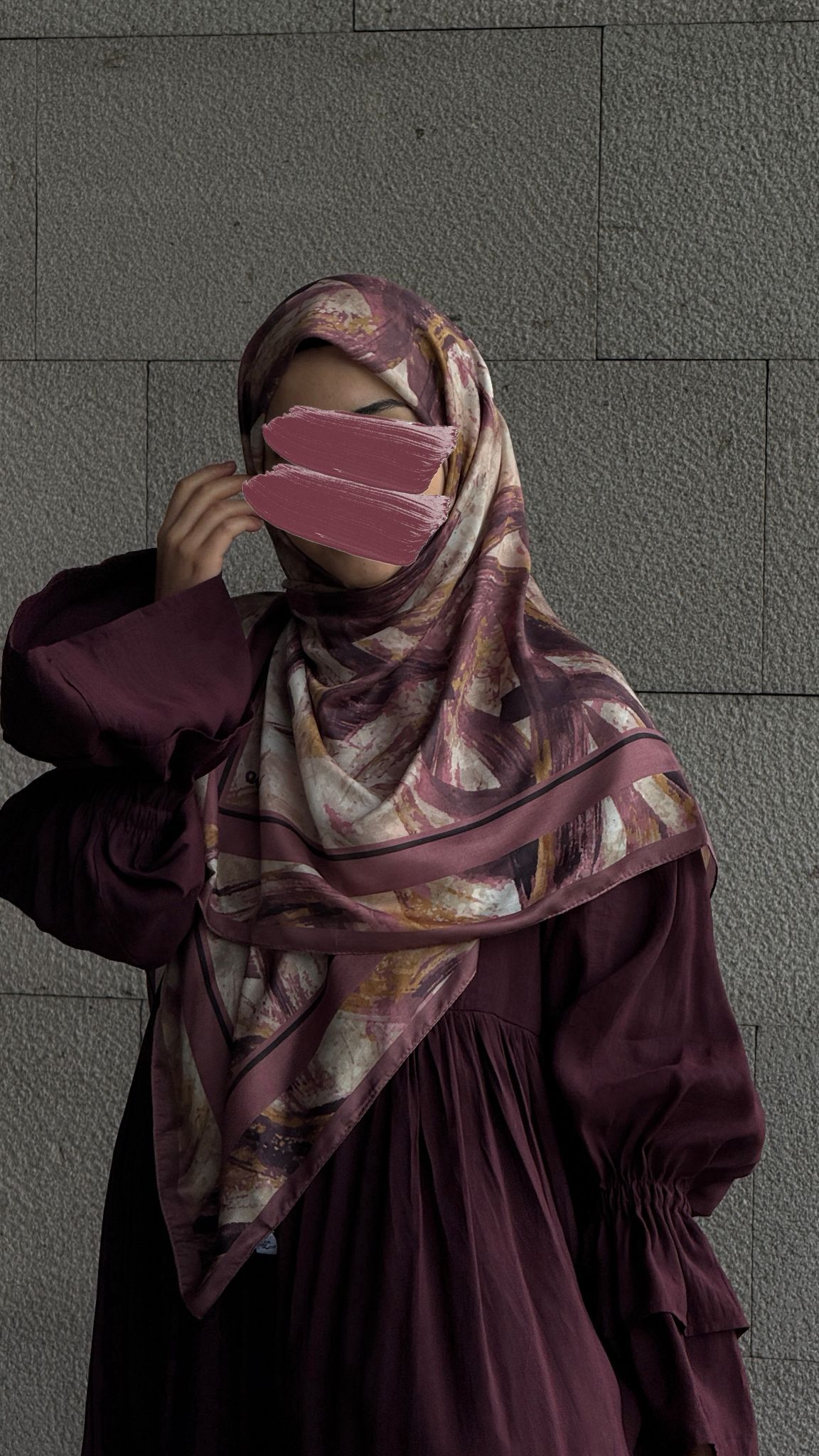 Pamuklu Soft Fırça Desen Eşarp-Gül Kurusu