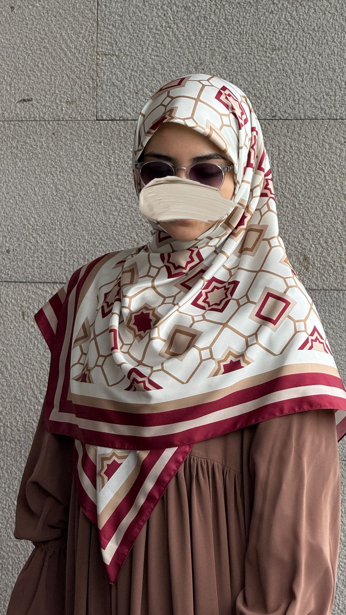 İpeksi Twil Monogram Eşarp-Bordo