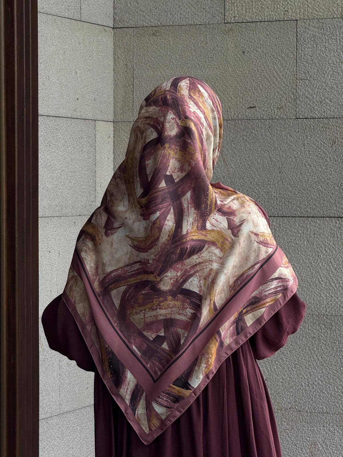 Pamuklu Soft Fırça Desen Eşarp-Gül Kurusu