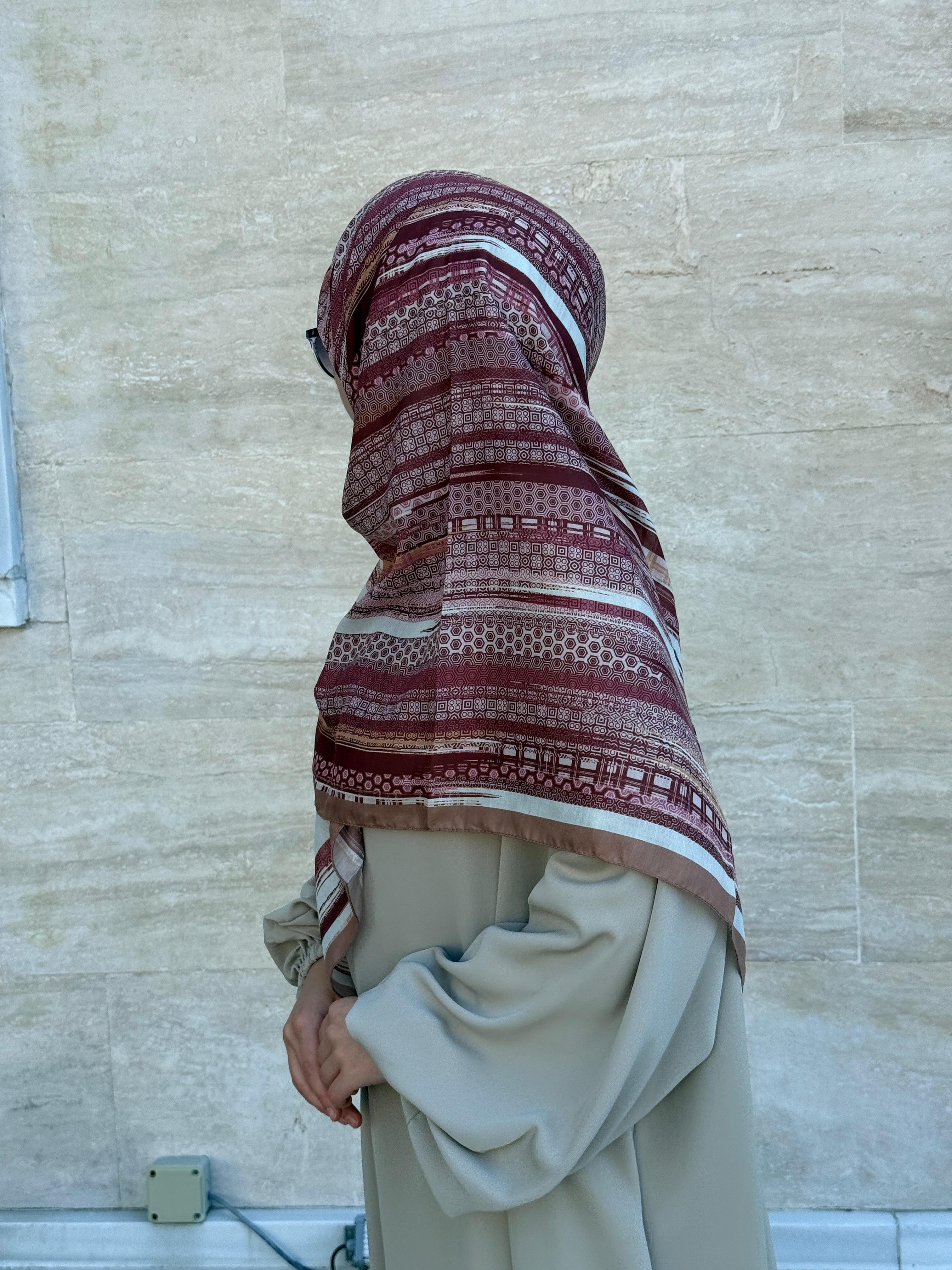 Pamuklu Âlâ Desen Eşarp-Bordo