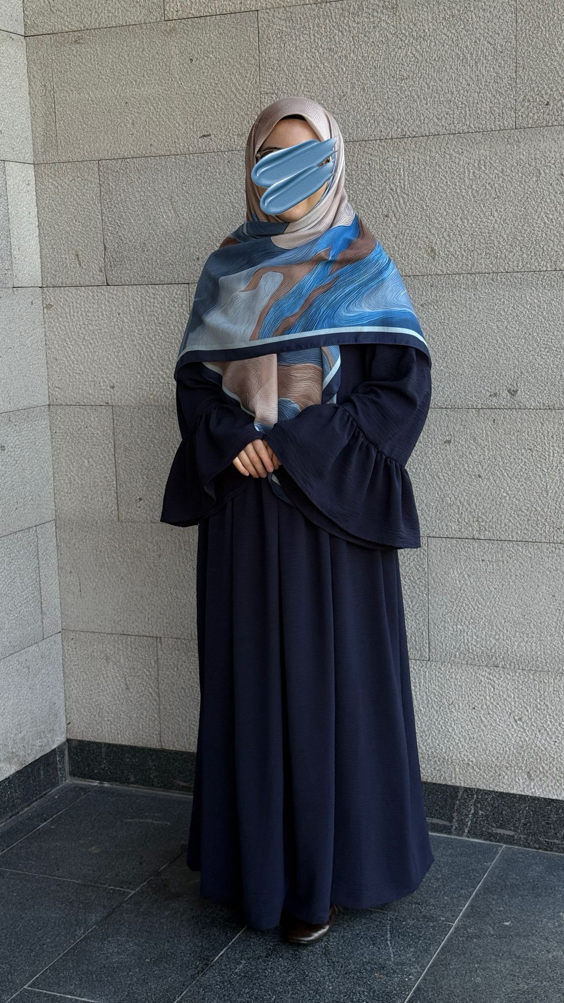 Airobin Geniş Kol Elbise-Lacivert