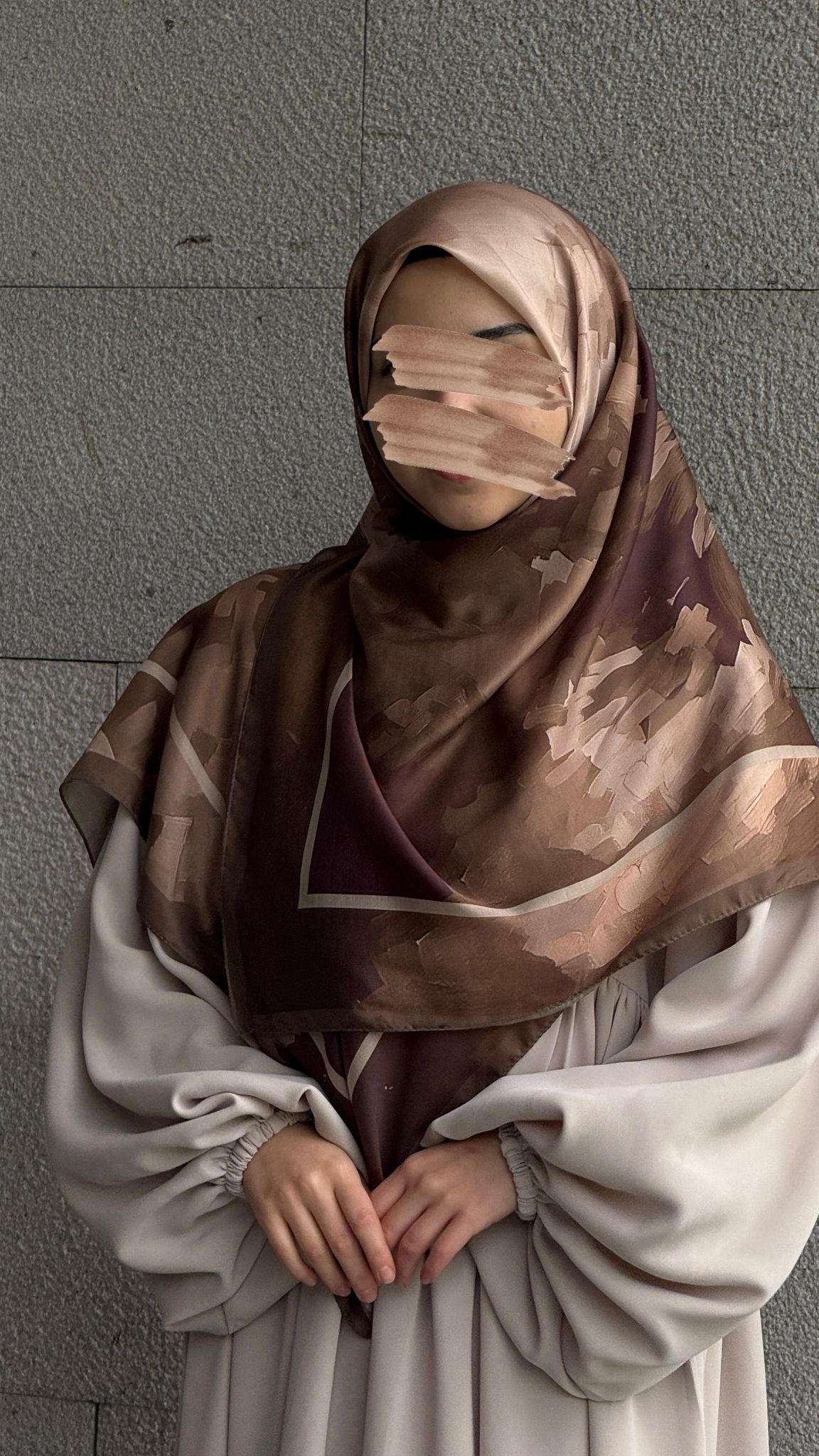 Pamuklu Soft Luna Desen Eşarp-Kahve/Mürdüm