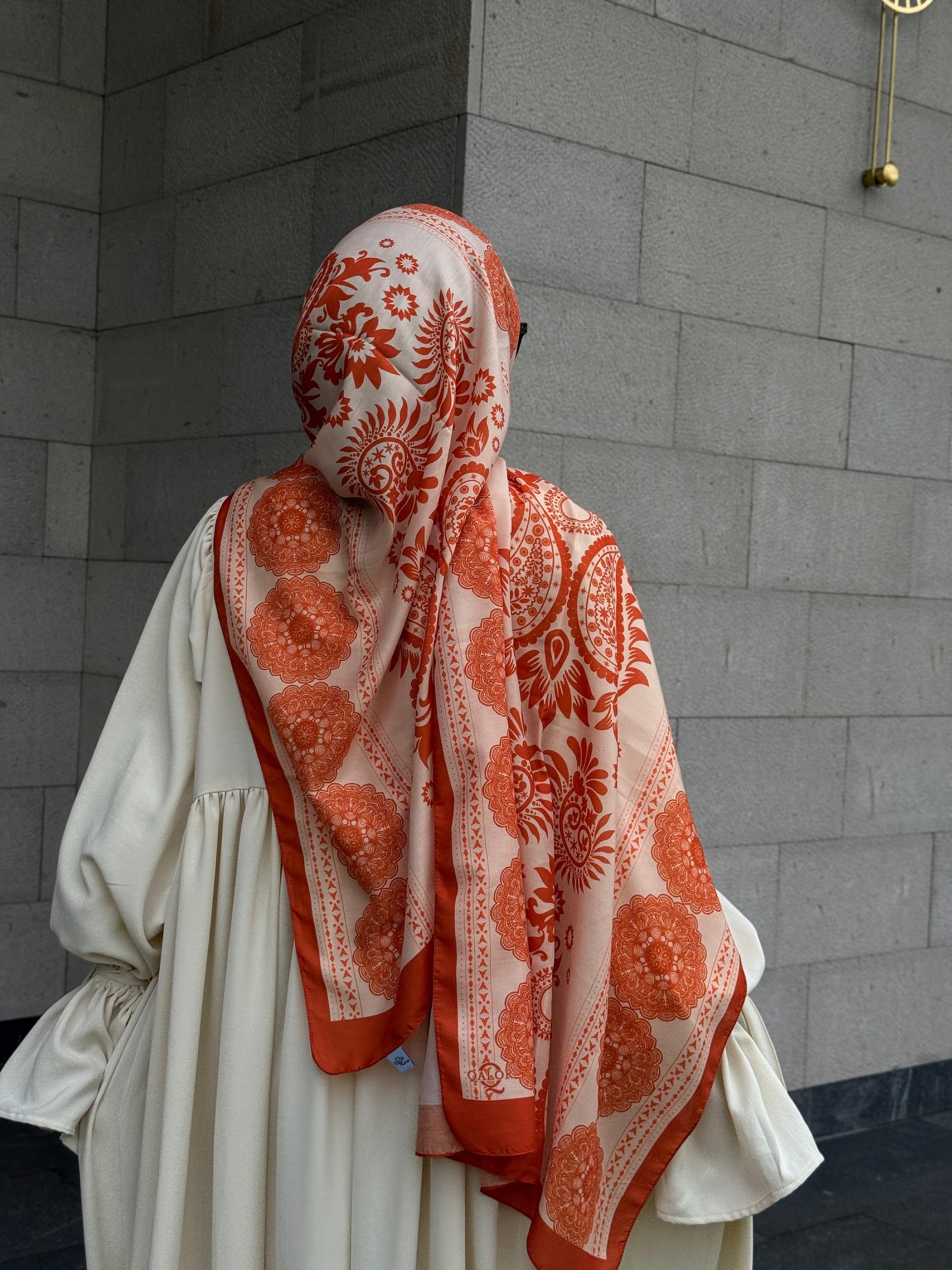 Pamuklu Soft Arya Desen Şal-Orange