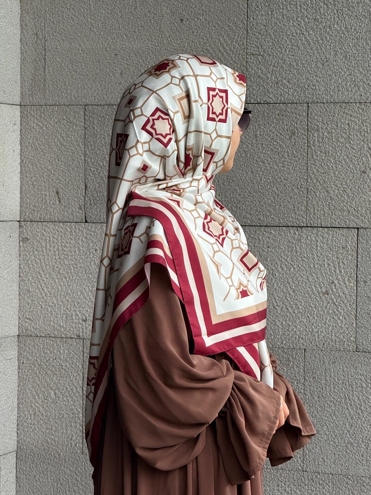 İpeksi Twil Monogram Eşarp-Bordo