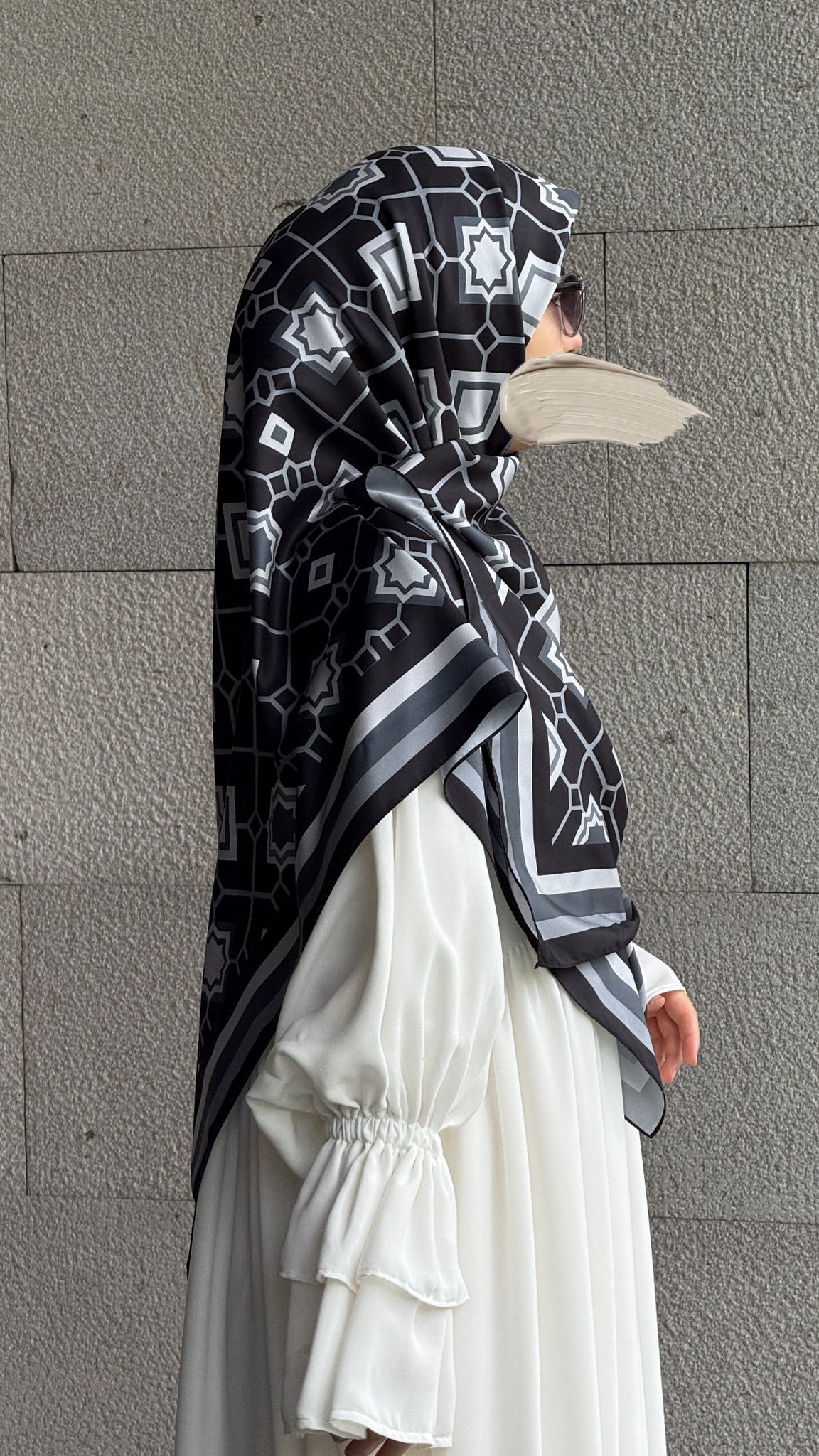 İpeksi Twil Monogram Eşarp-Siyah