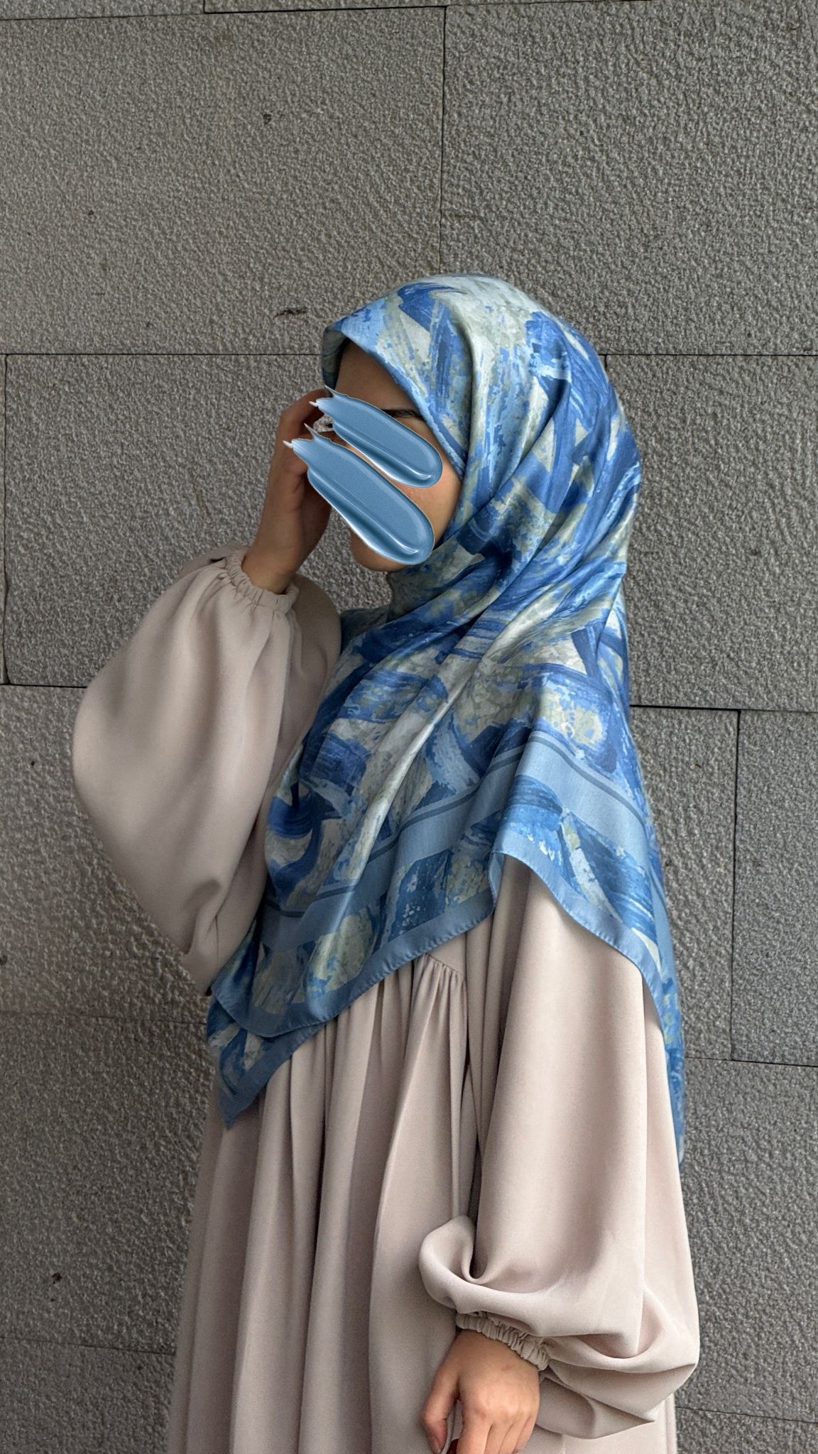 Pamuklu Soft Fırça Desen Eşarp-Turkuaz